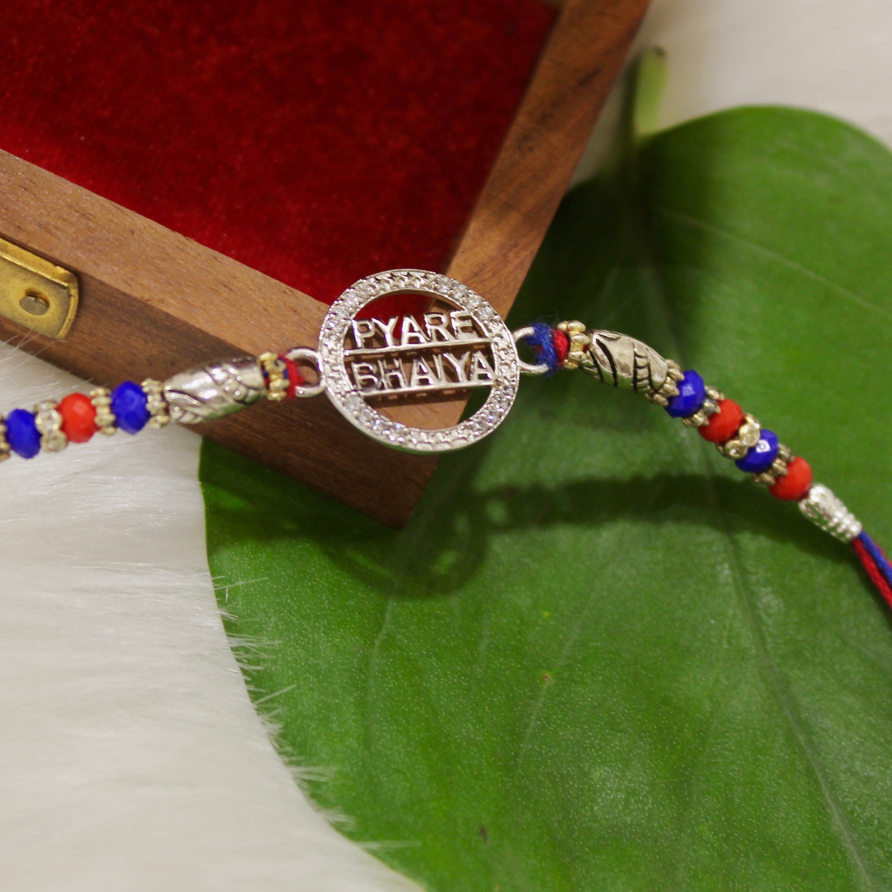 PYARA BHAIYA Red Thread Rakhi in 925 Silver