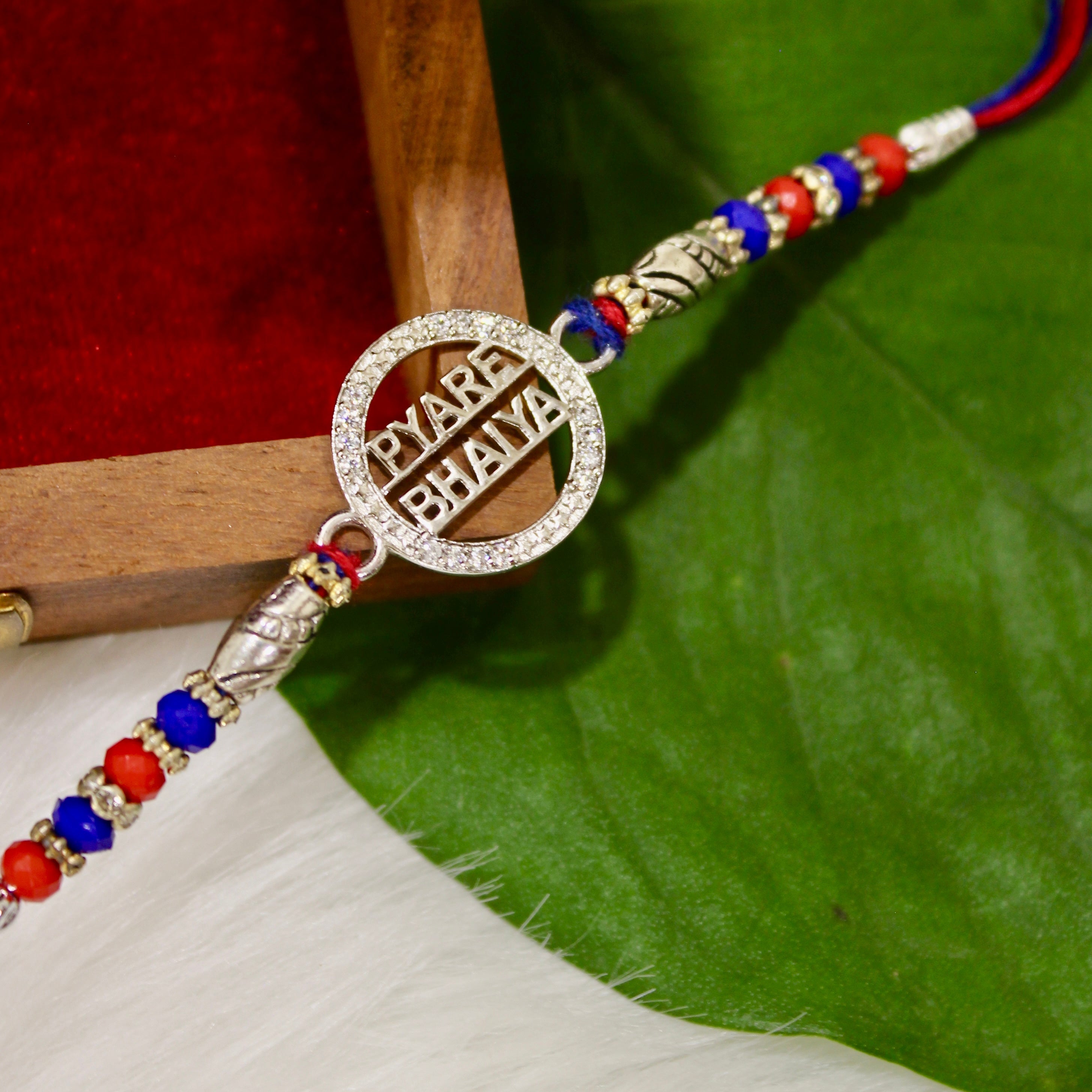 PYARA BHAIYA Red Thread Rakhi in 925 Silver