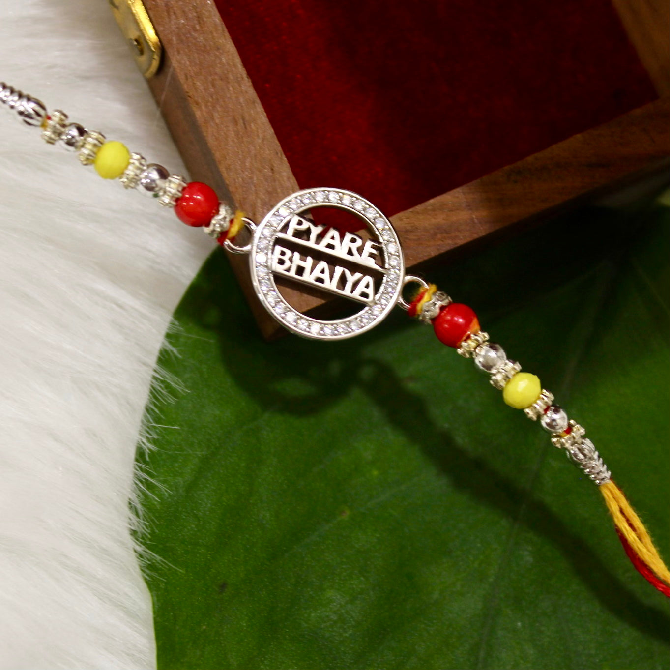 PYARA BHAIYA Yellow Thread Rakhi in 925 Silver