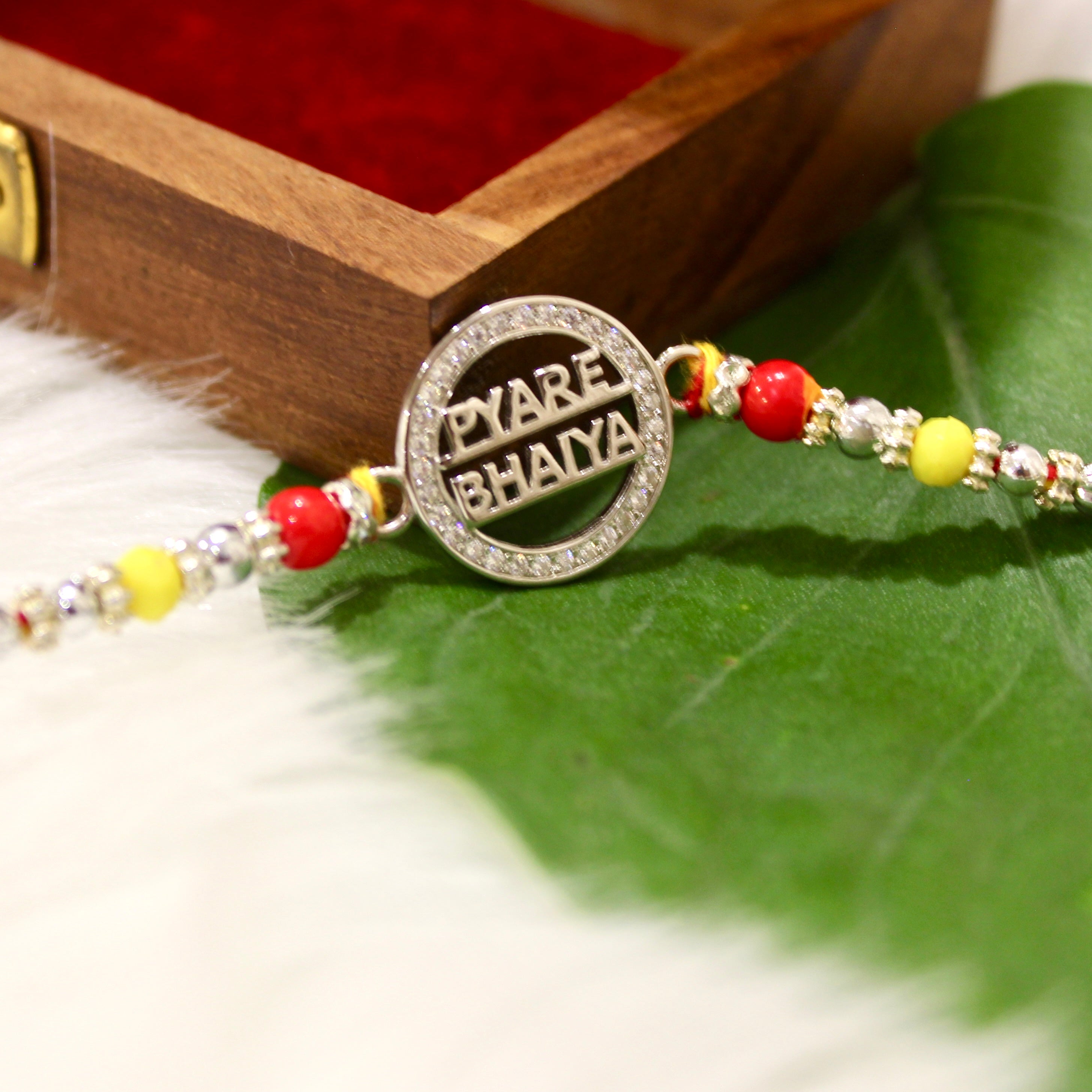 PYARA BHAIYA Yellow Thread Rakhi in 925 Silver