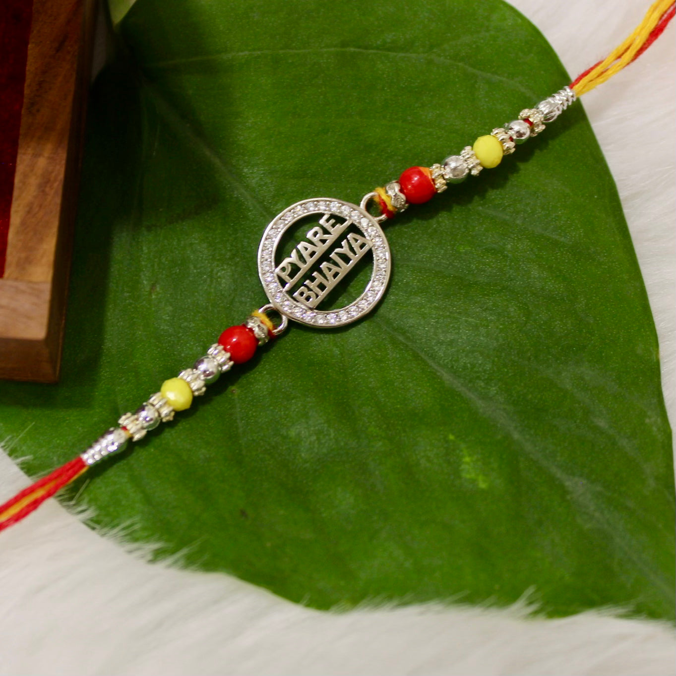 PYARA BHAIYA Yellow Thread Rakhi in 925 Silver