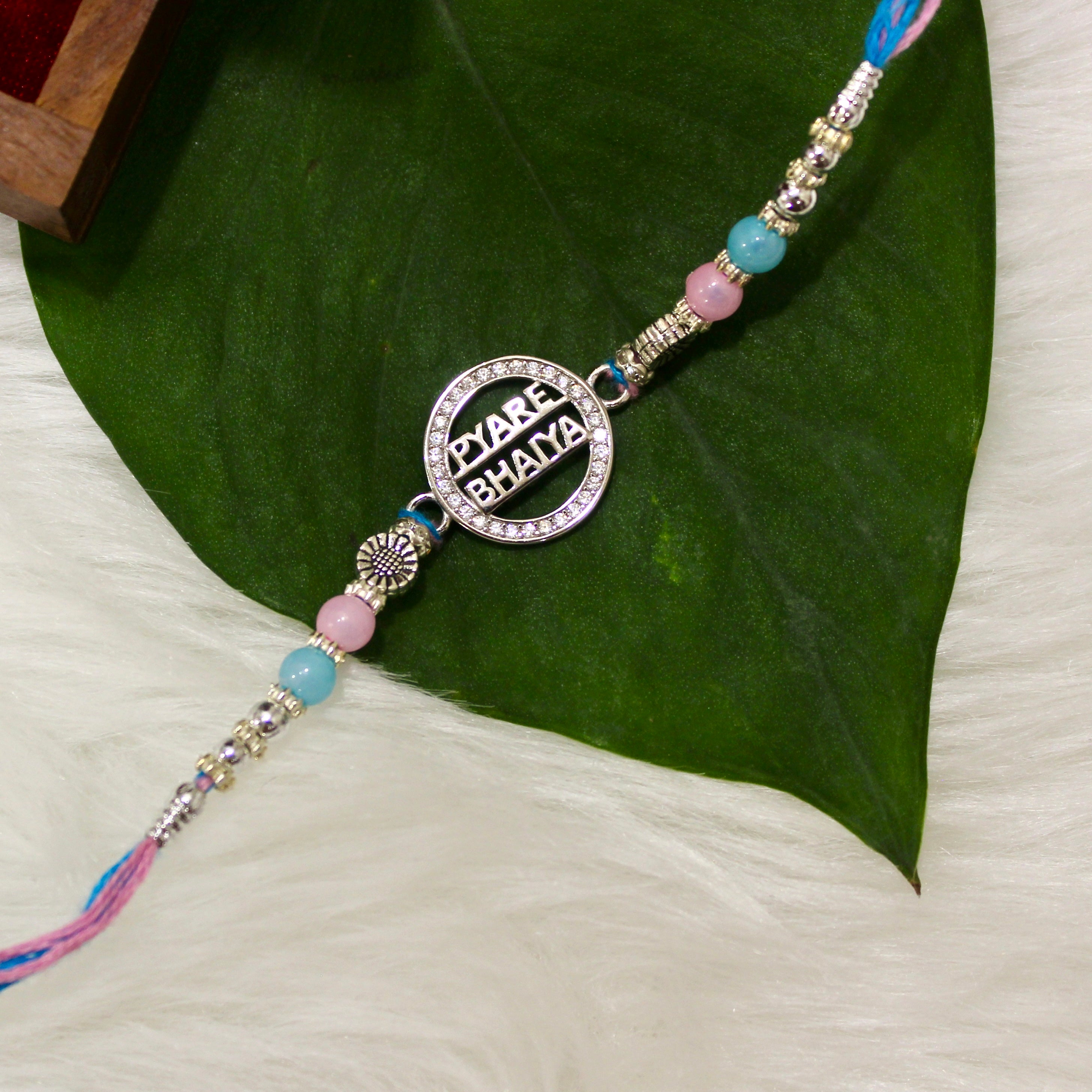 PYARA BHAIYA Pink Thread Rakhi in 925 Silver