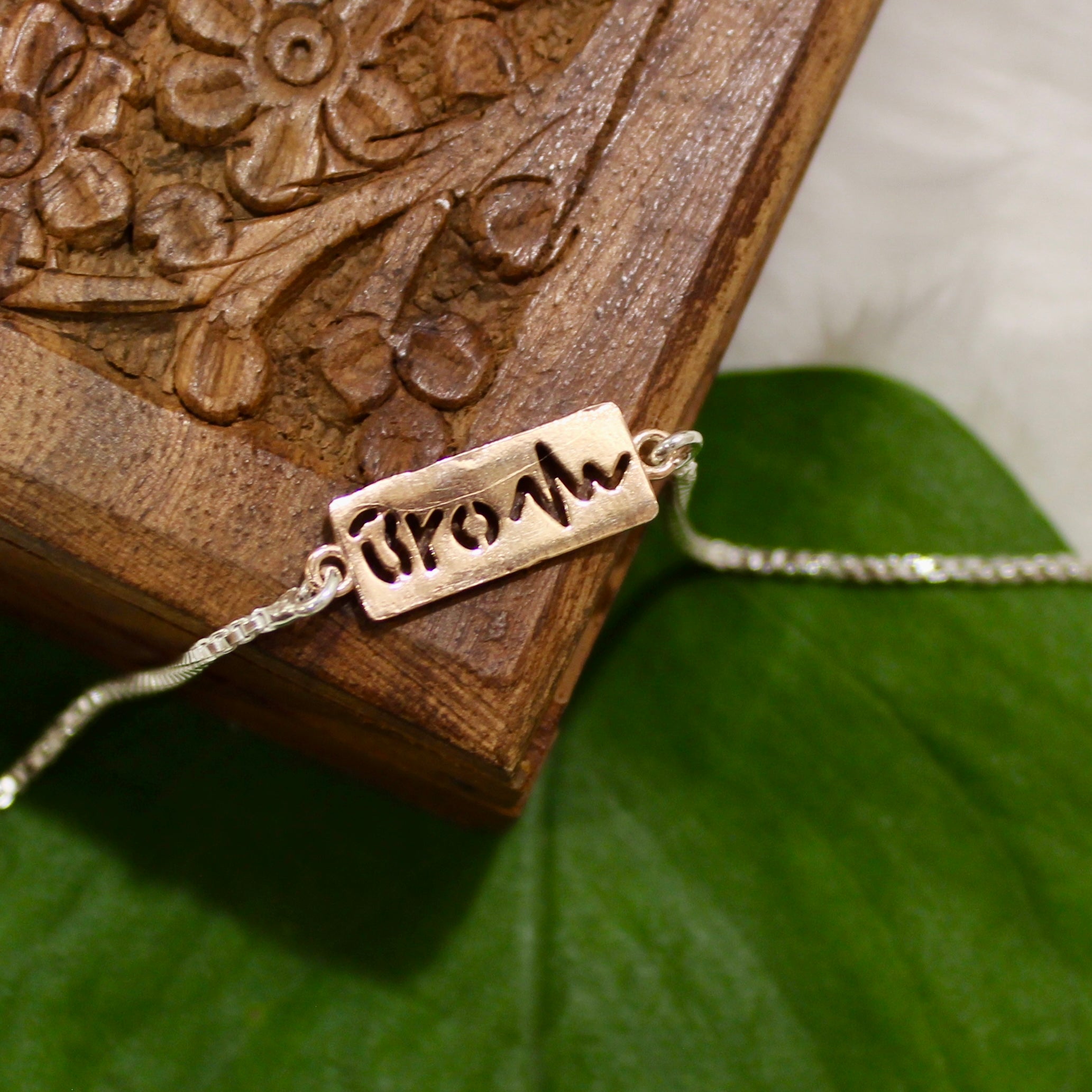 Bro With Heartbeat Rose Gold Chained Rakhi In 925 Silver
