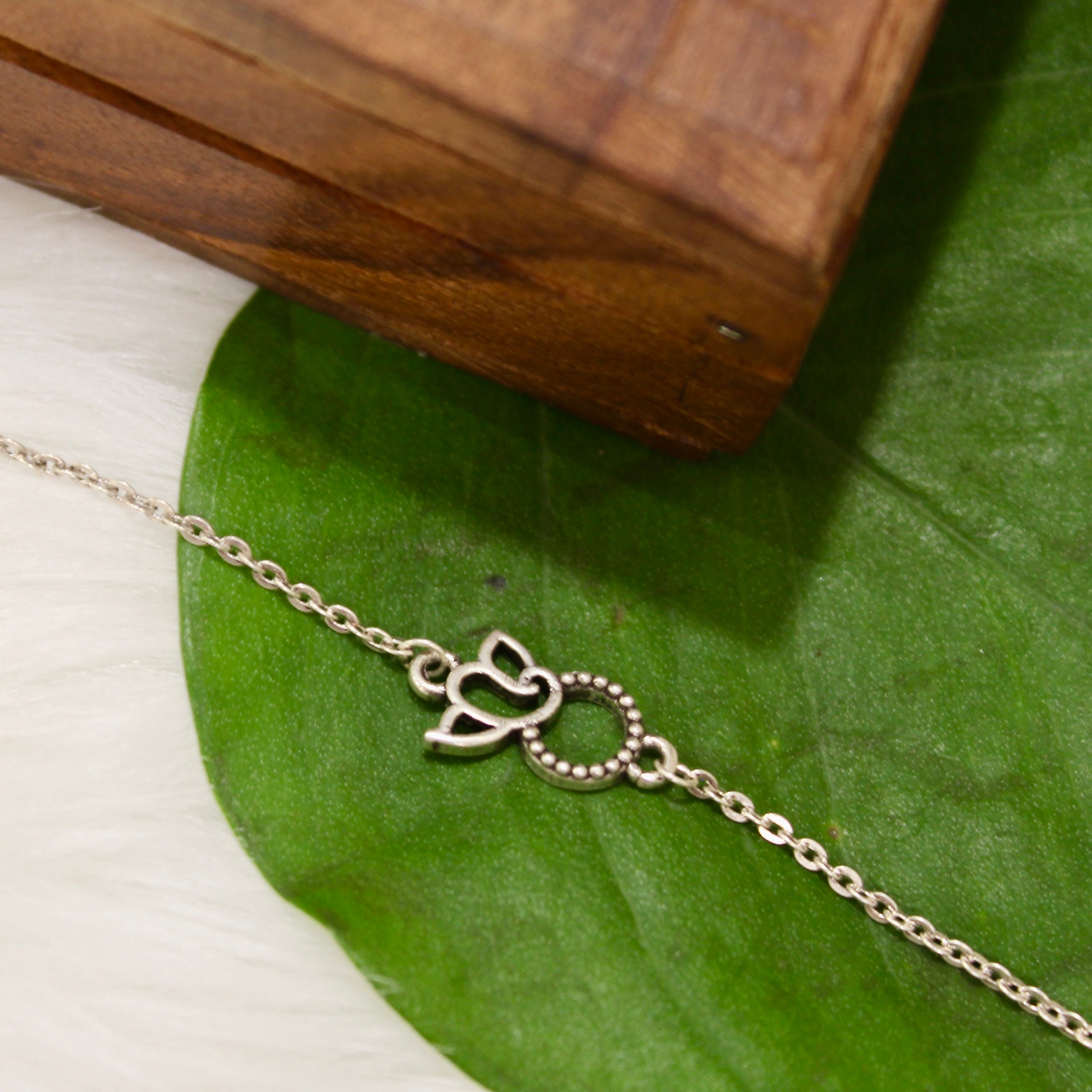 Ganesha Mini Charm Chained Rakhi in 925 Silver