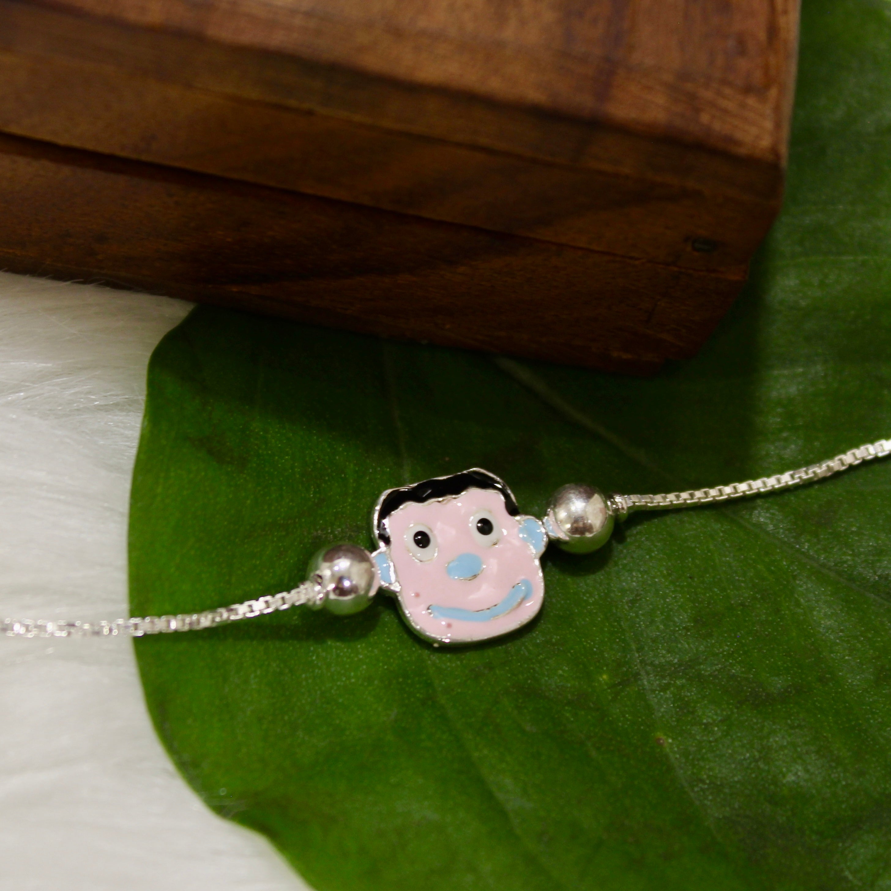 Peko-Chan Chained Kids Rakhi In 925 Silver