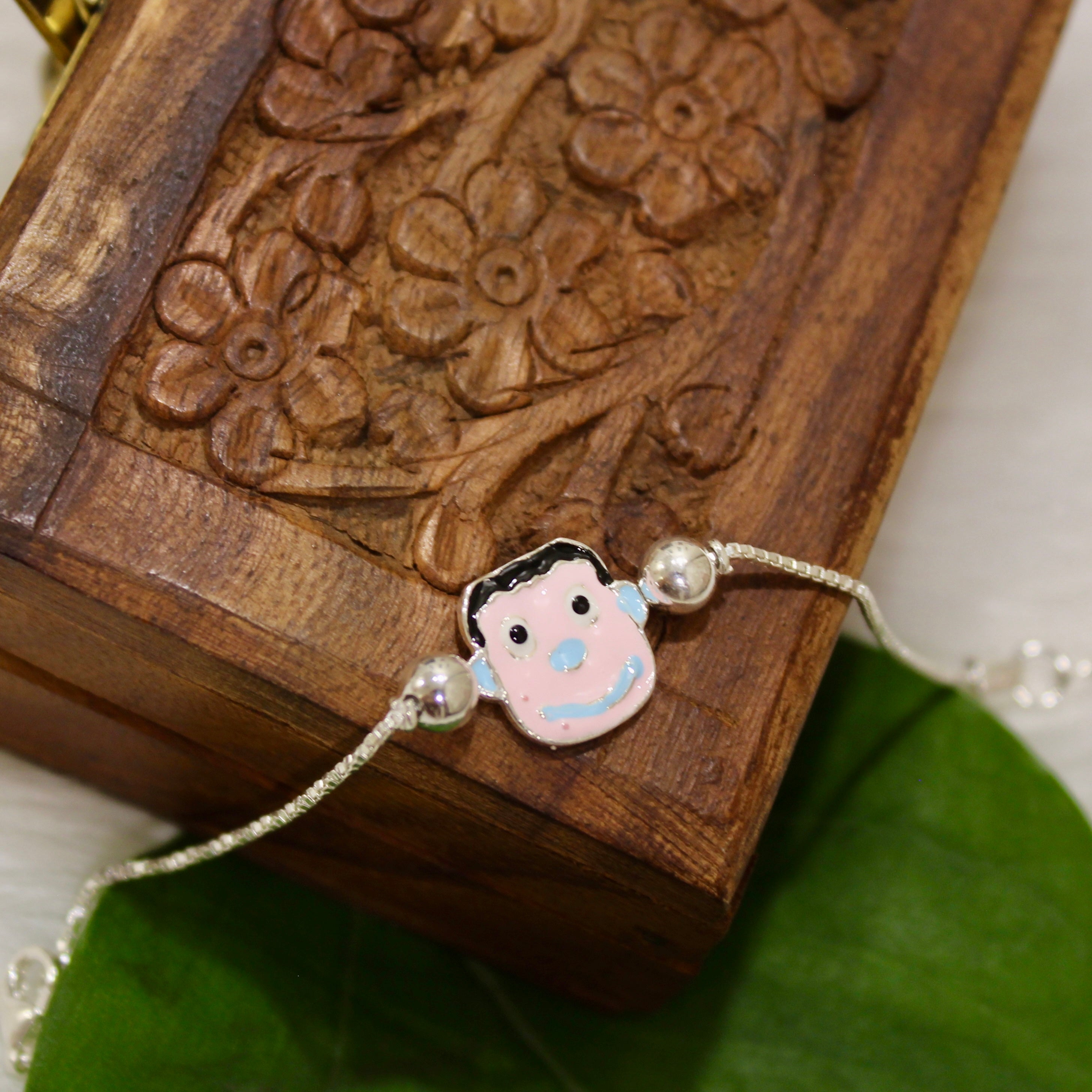 Peko-Chan Chained Kids Rakhi In 925 Silver