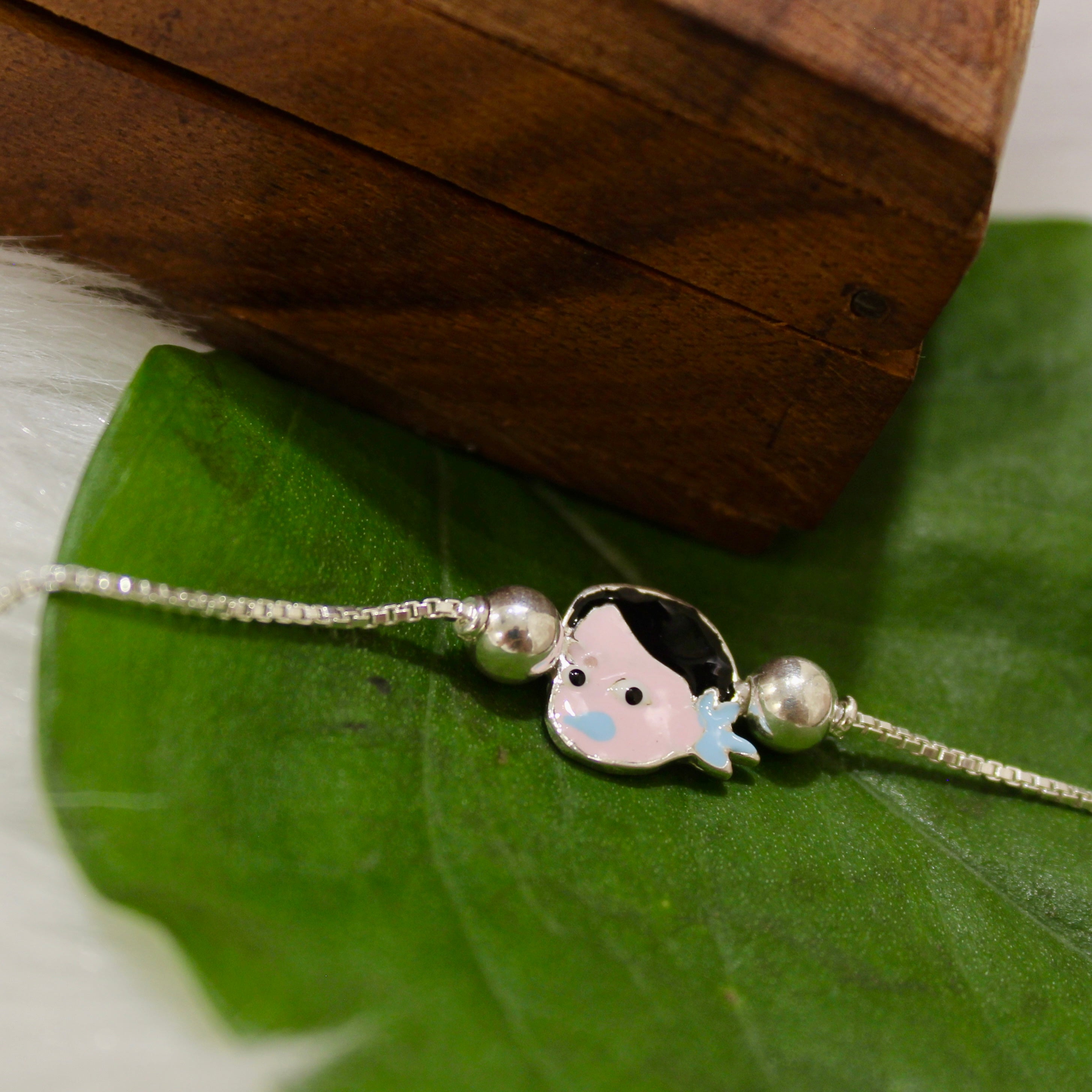 Poko-Chan Chained Kids Rakhi In 925 Silver