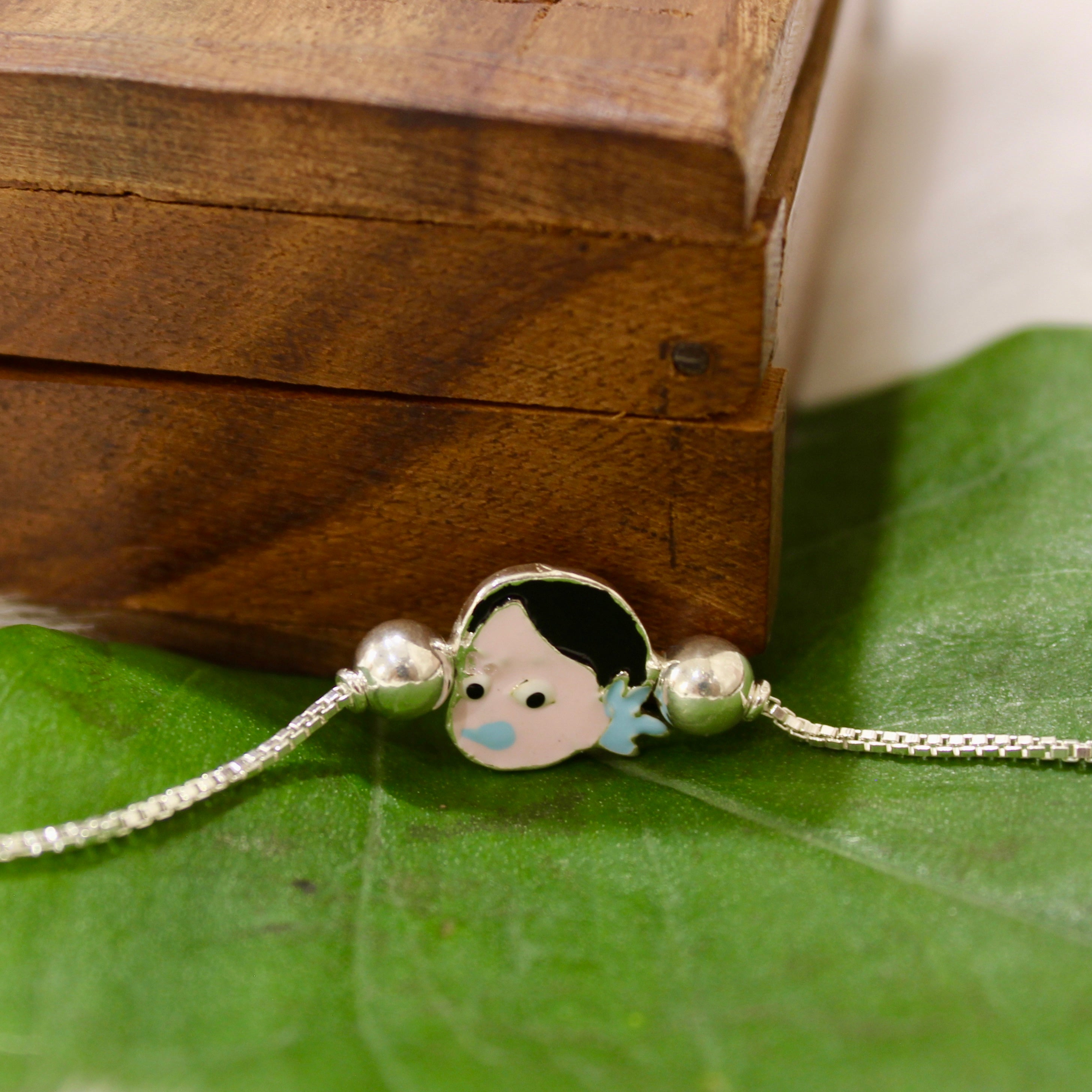 Poko-Chan Chained Kids Rakhi In 925 Silver