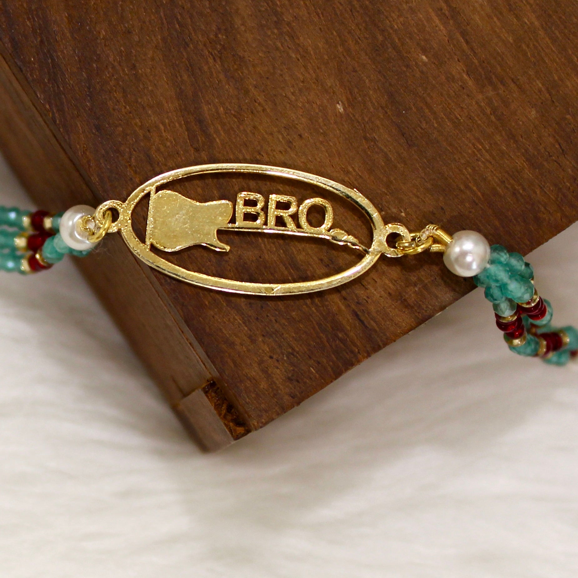 Bro with Guitar Maroon thread and Pyari Bhabhi Pink Thread Rakhi in 925 Silver