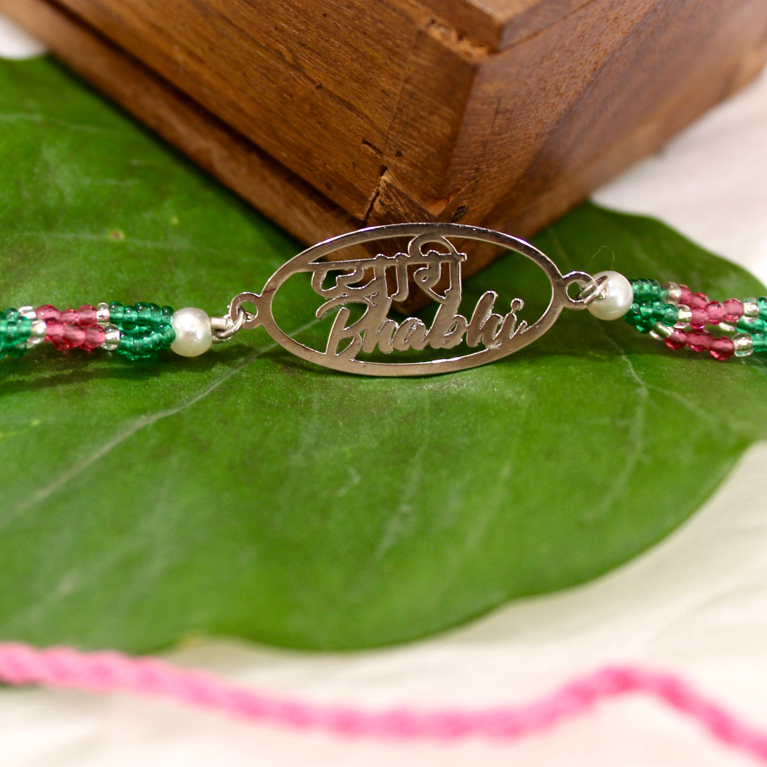 Pyari Bhabhi Pink Thread Rakhi in 925 Silver
