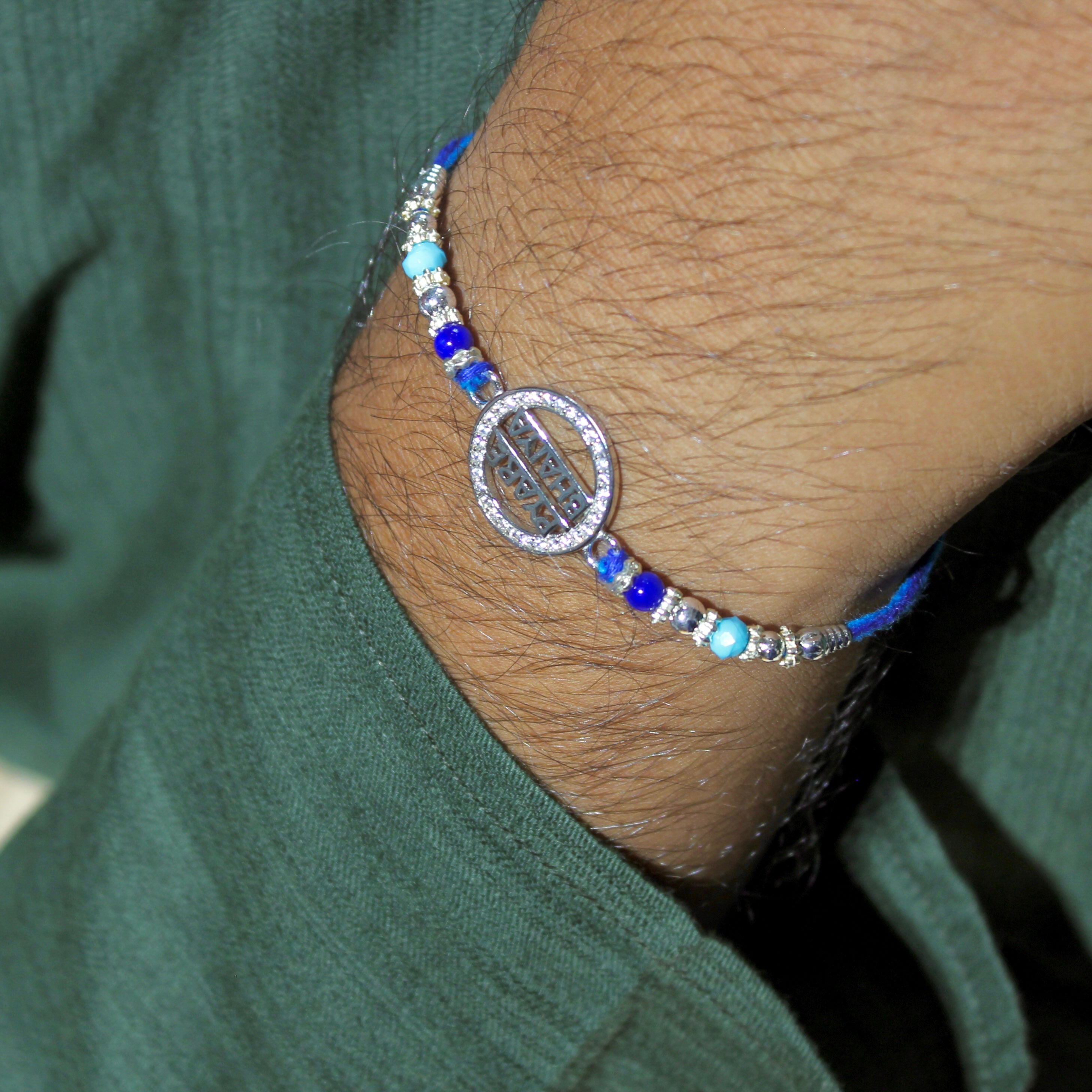 PYARA BHAIYA Blue Thread Rakhi in 925 Silver