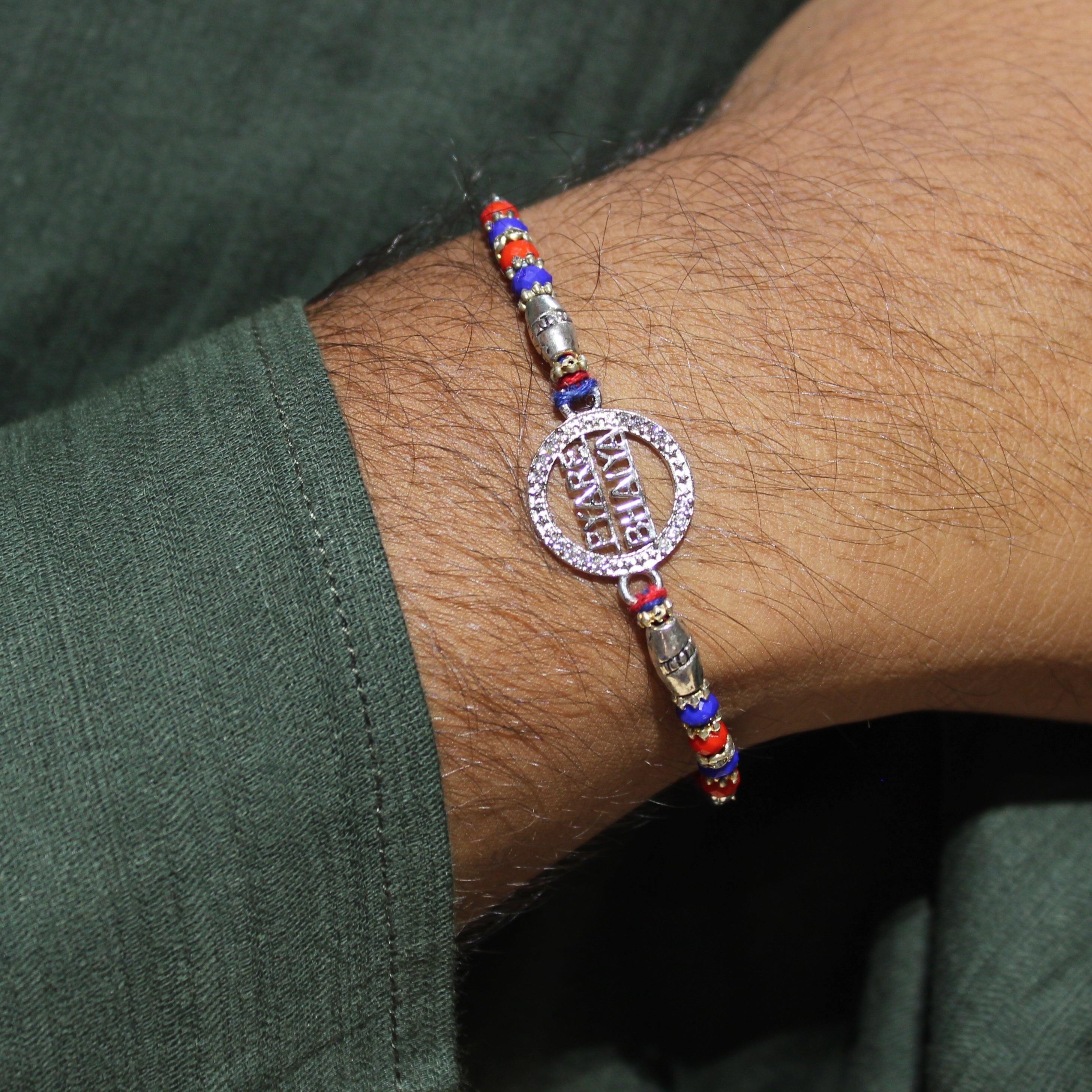 PYARA BHAIYA Red Thread Rakhi in 925 Silver