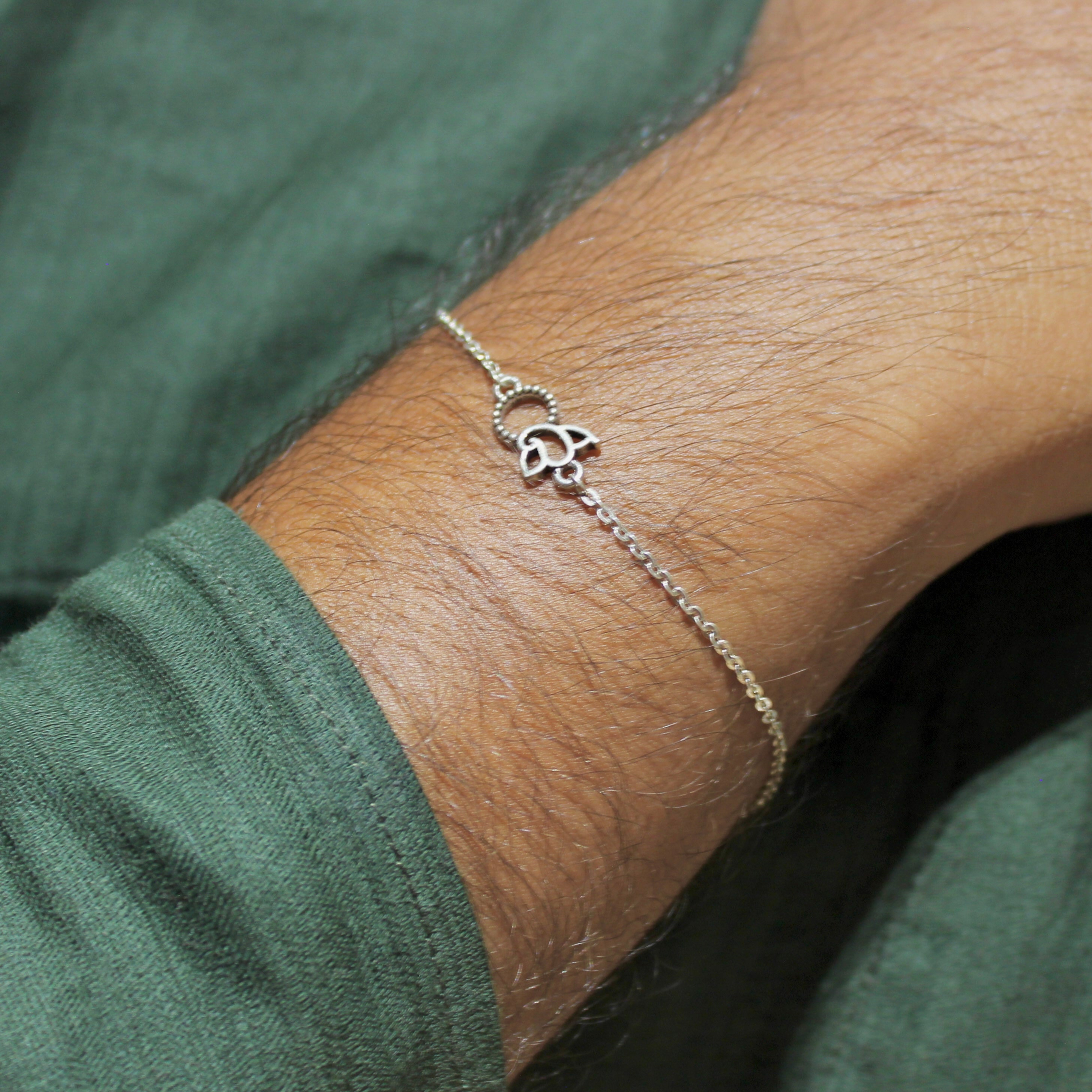 Ganesha Mini Charm Chained Rakhi in 925 Silver