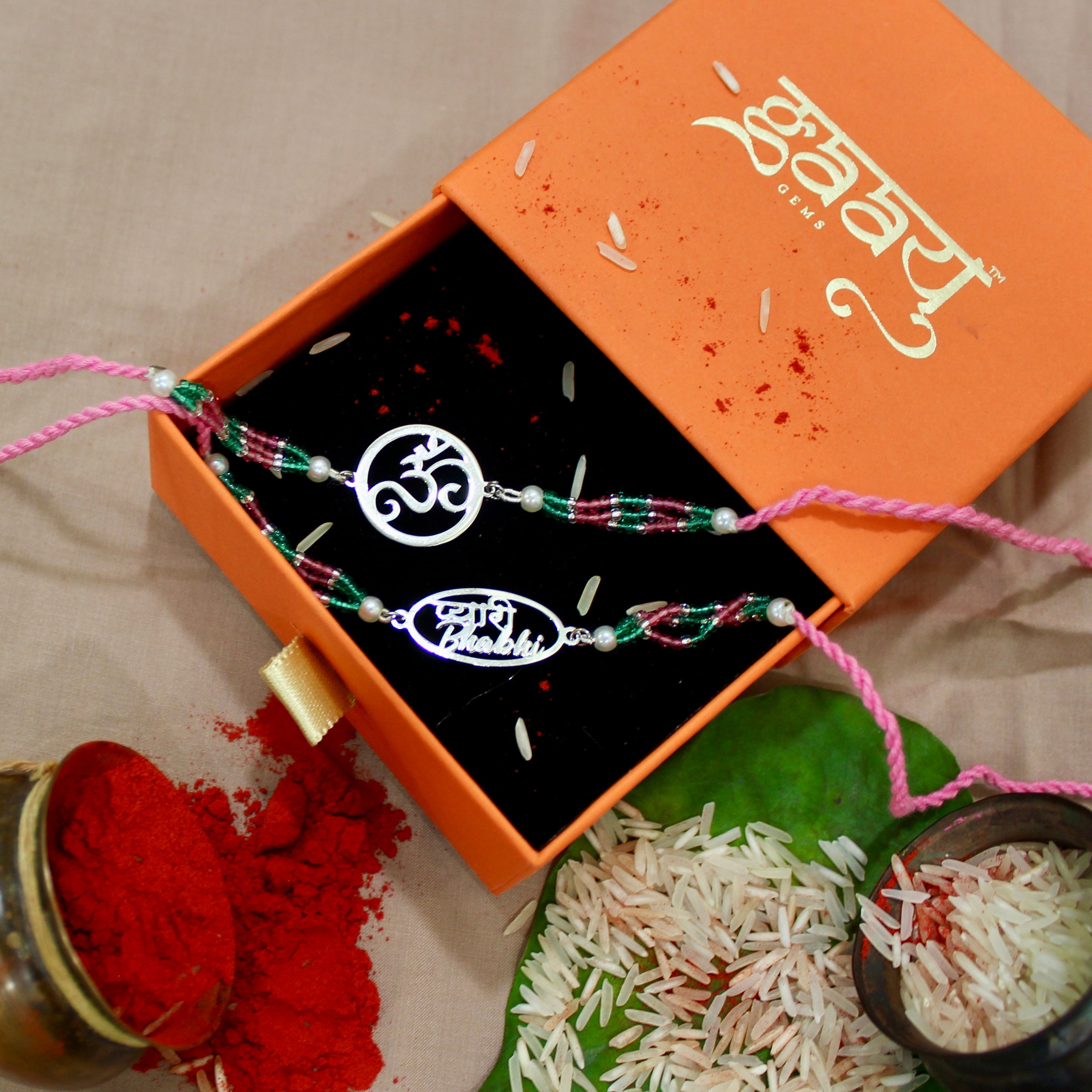 Om in Circle Pink Thread and Pyari Bhabhi Pink Thread