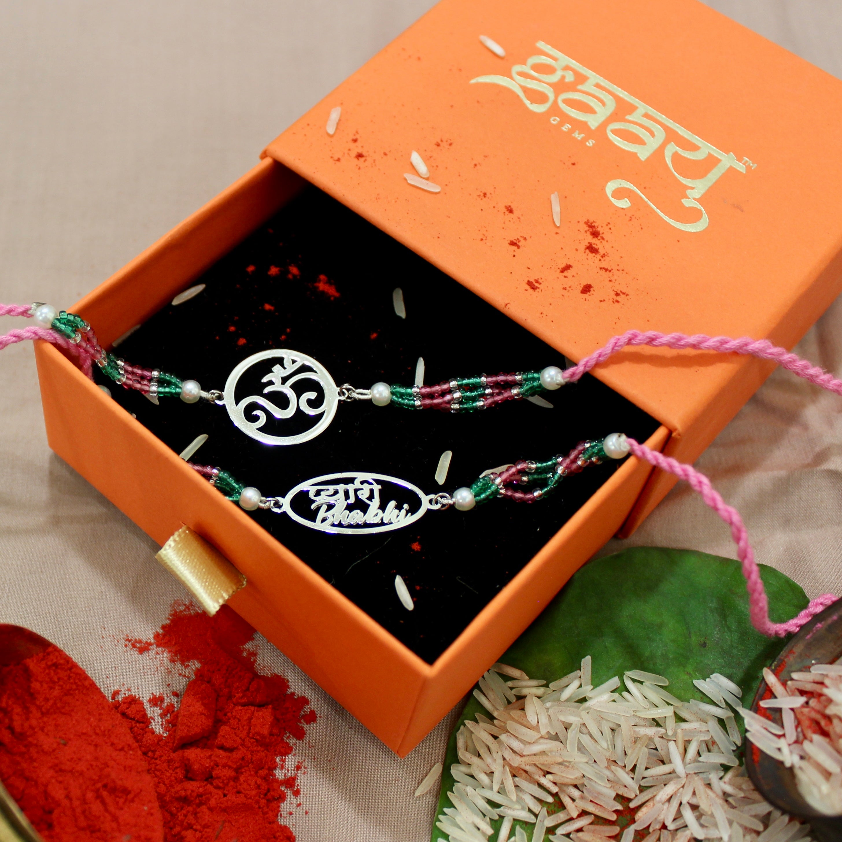 Om in Circle Pink Thread and Pyari Bhabhi Pink Thread