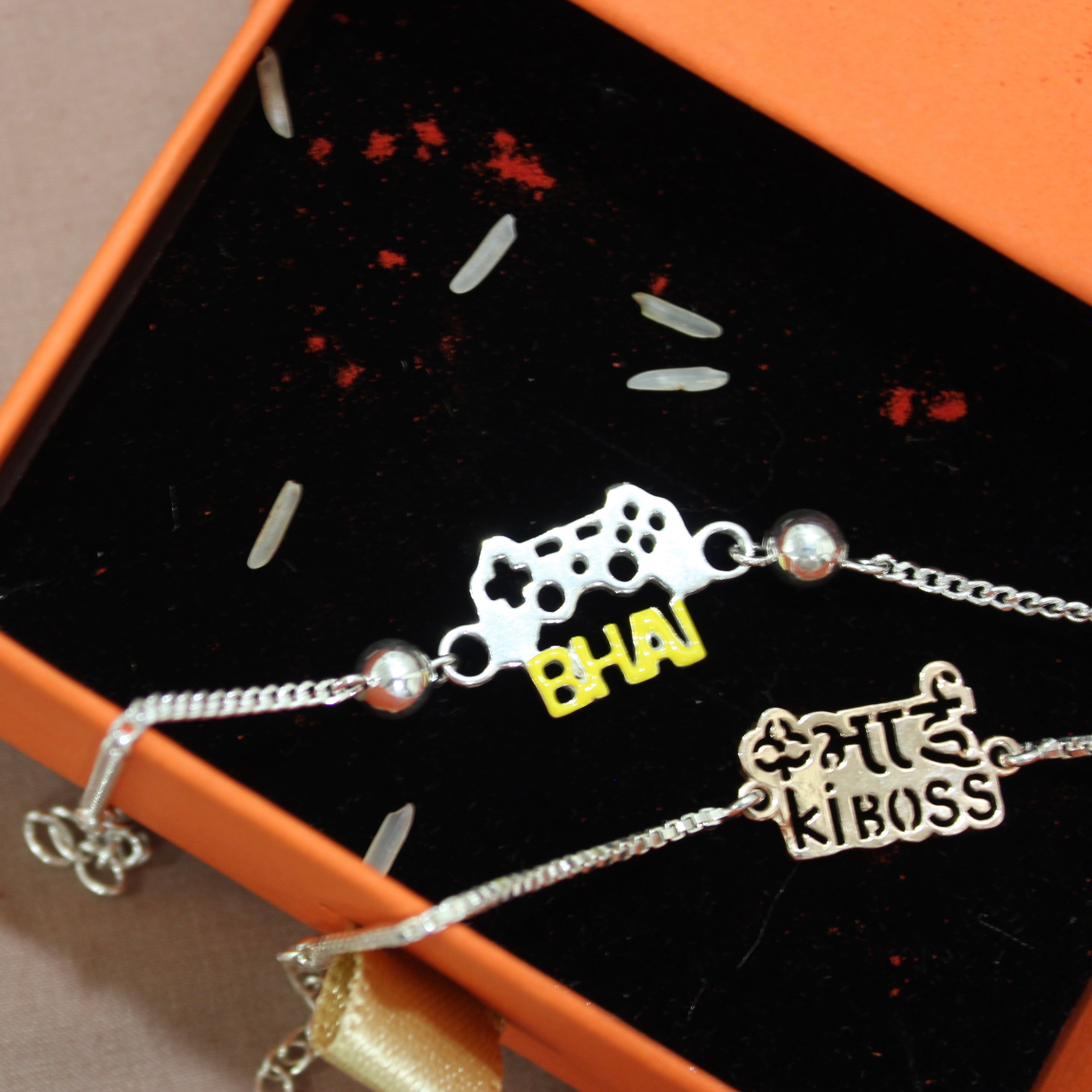 GAMER BHAI Chained and Pyari Bhabhi Pink Thread Rakhi in 925 Silver