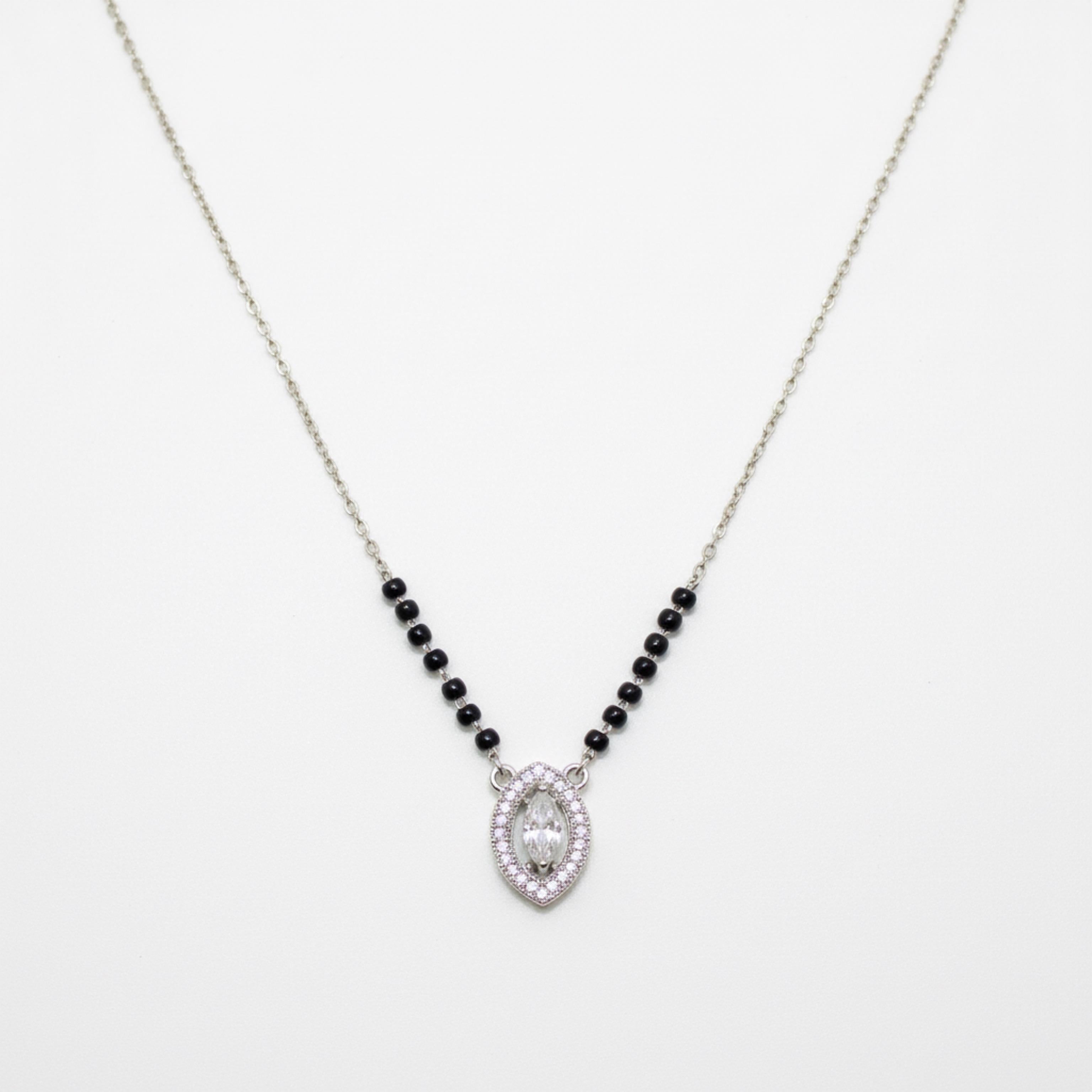 Marquise Solitaire Stone Mangalsutra in 925 Silver