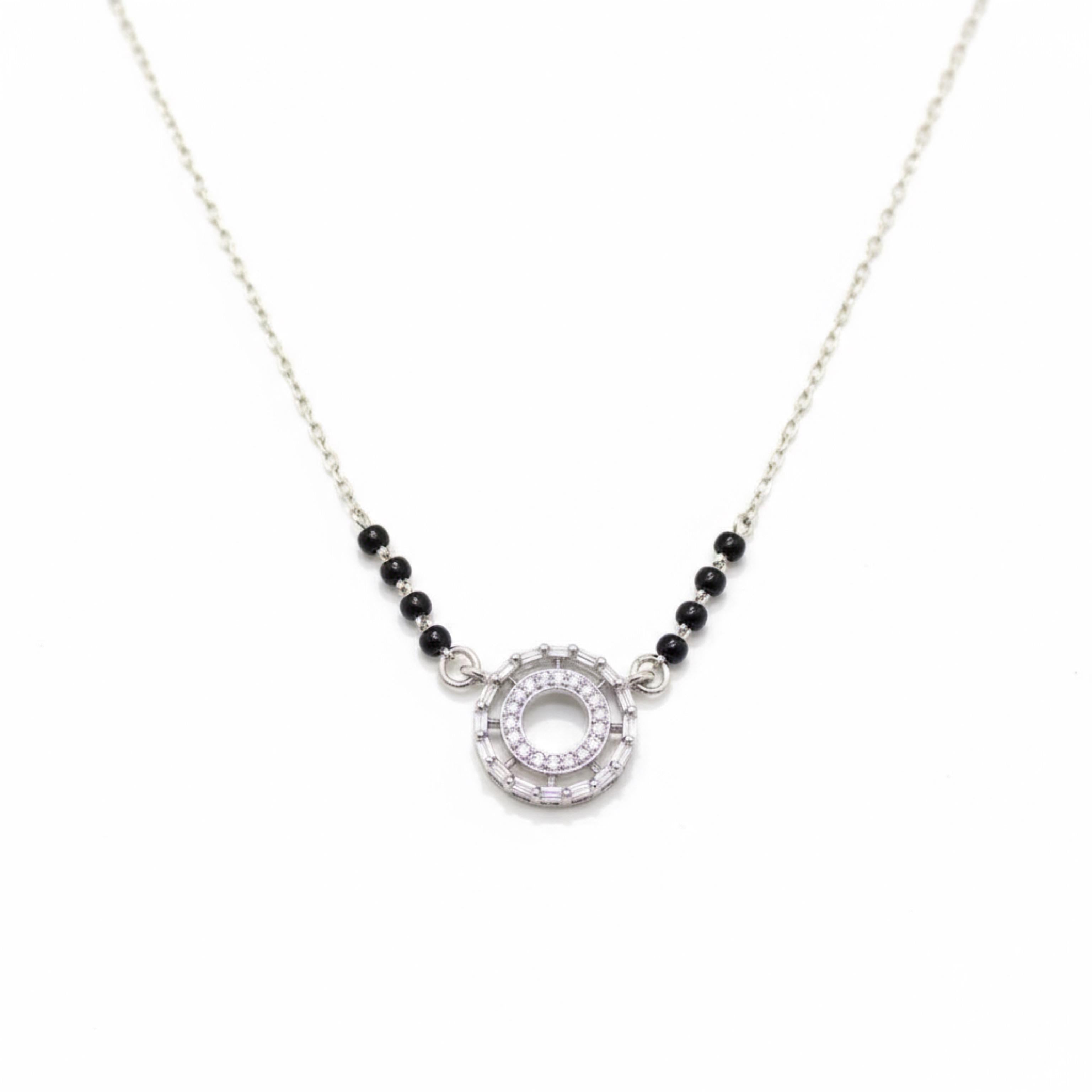 Multi-circle Zircon Stones Mangalsutra in 925 Silver