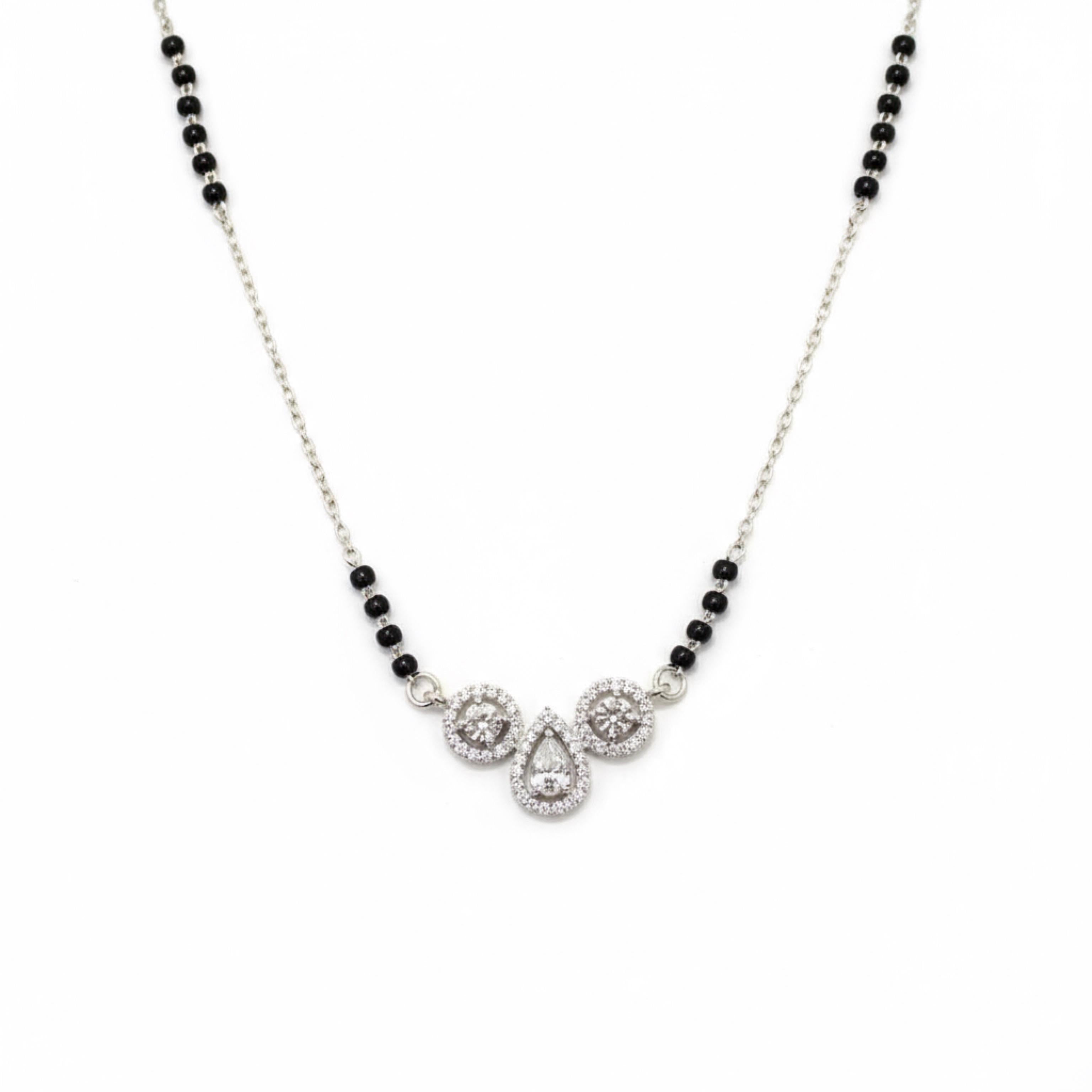 Multi-elements Solitaire Stone Mangalsutra in 925 Silver