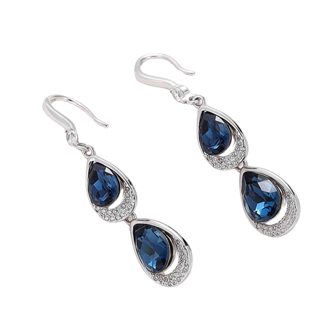 Sapphire Stones Hanging Party Earrings in 925 Silver