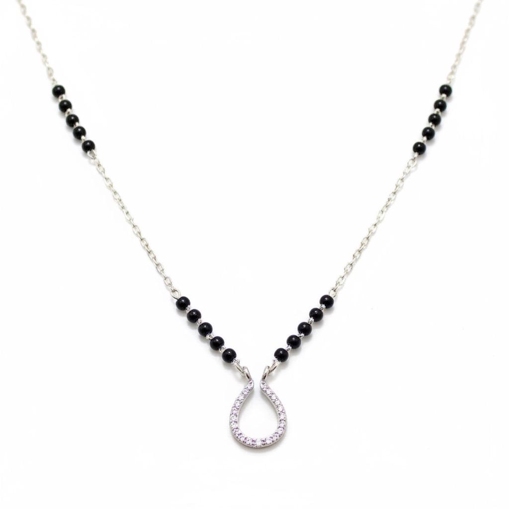 U-halo Zircon Stones Mangalsutra in 925 Silver