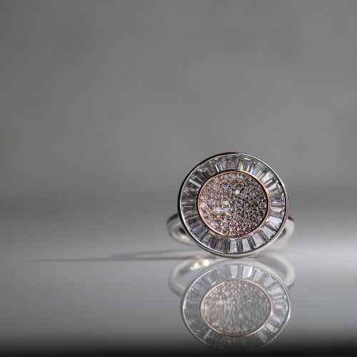 Rounded plate rose gold 925 sterling silver ring