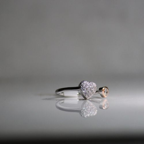 Heart joining rose gold 925 silver ring