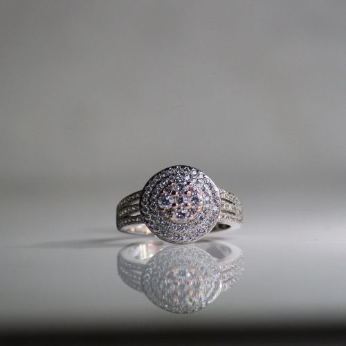 Multirounds Heavy Rose Gold 925 Silver Multistones Ring