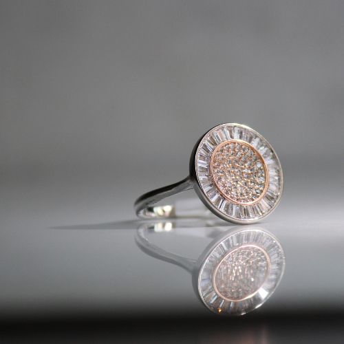 Rounded plate rose gold 925 sterling silver ring