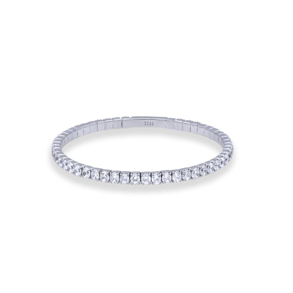 Tennis Classic Pure Silver Adjustable Kadha Bracelet