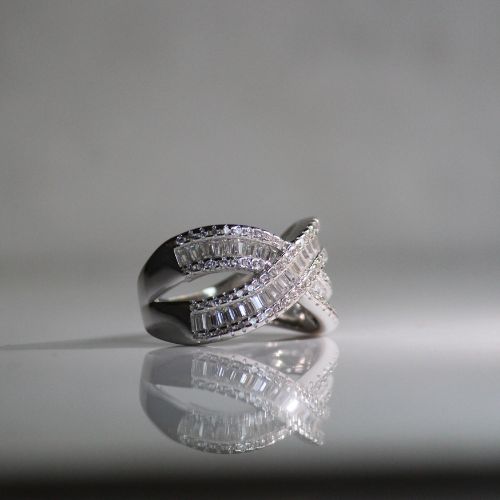 Big Crossed 925 Silver Ring