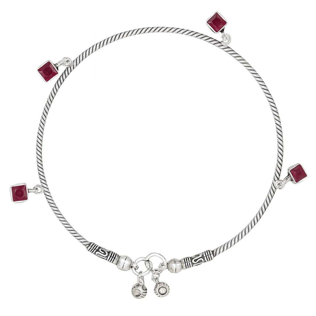 Cubes Hanging Band Anklet in 925 Silver- Single piece