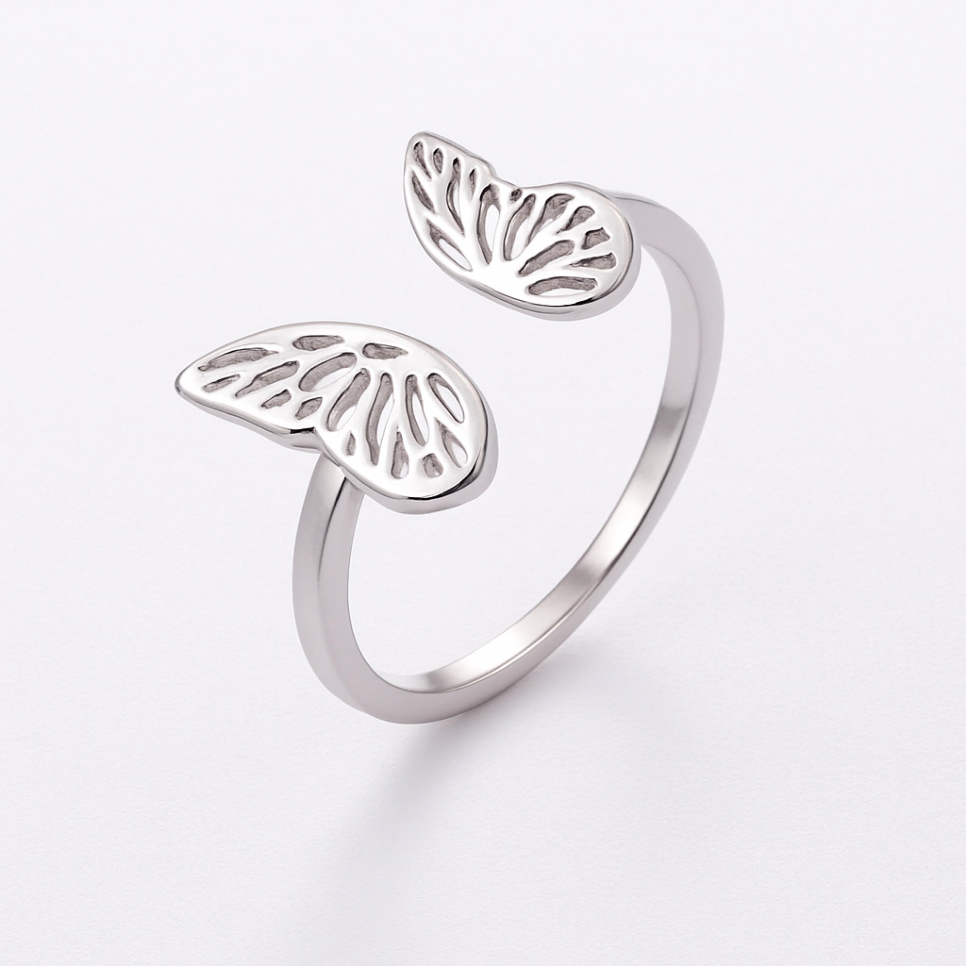 Butterfly Patterned 925 Silver Minimal Ring- Free size