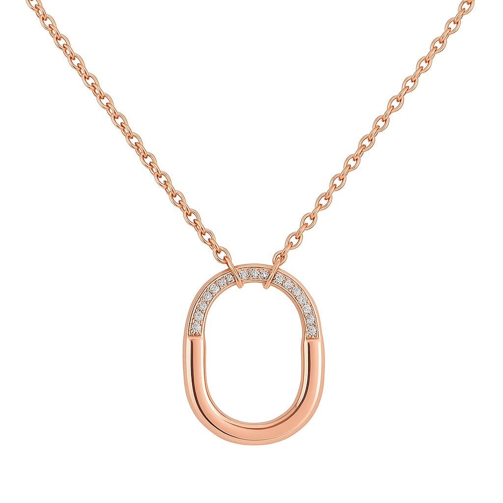 Classic Cube Charm 925 Silver Minimal Chain in Rose Gold Polish
