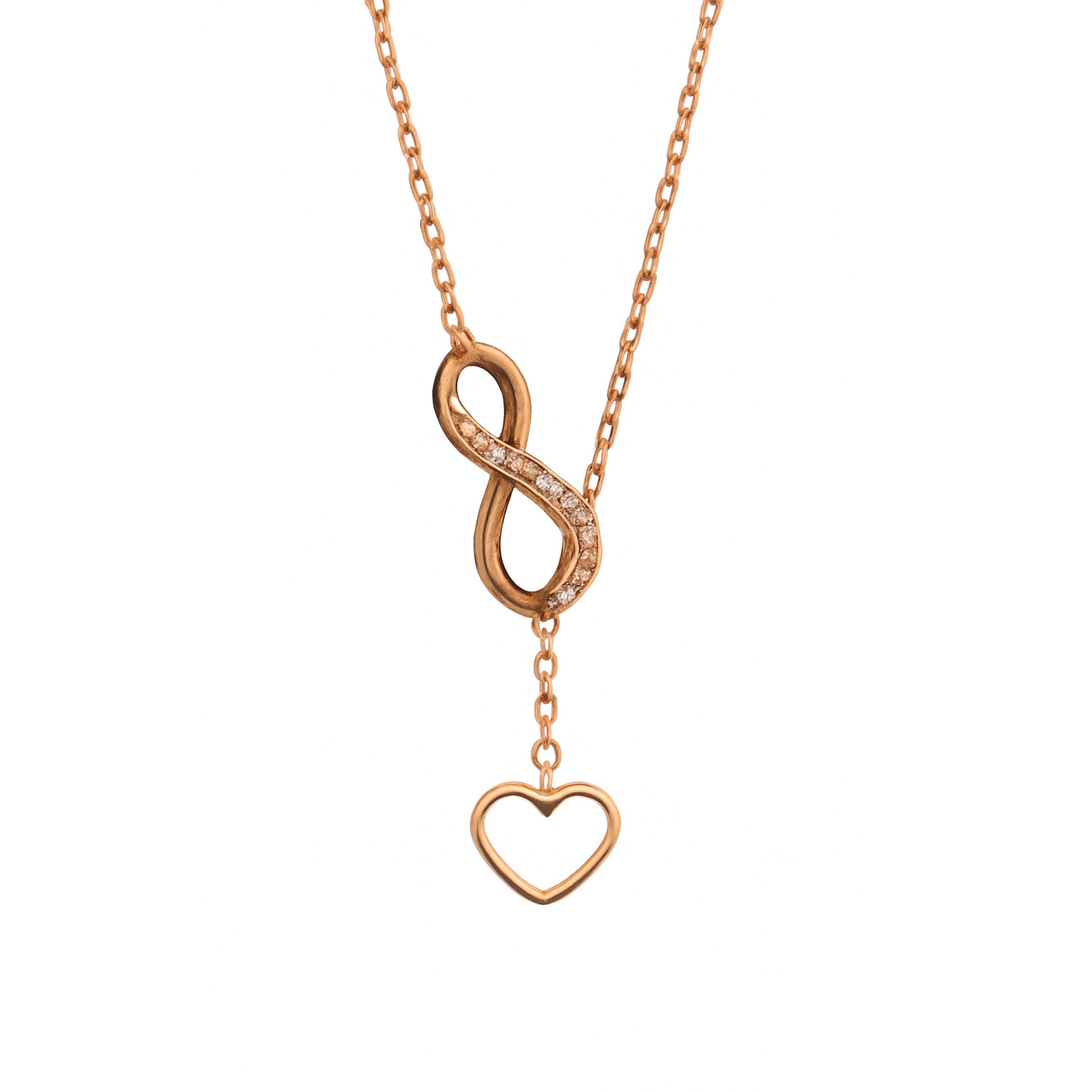 Infinity Crossed Heart Minimal Chain in Rose Gold Polish 925 Silver