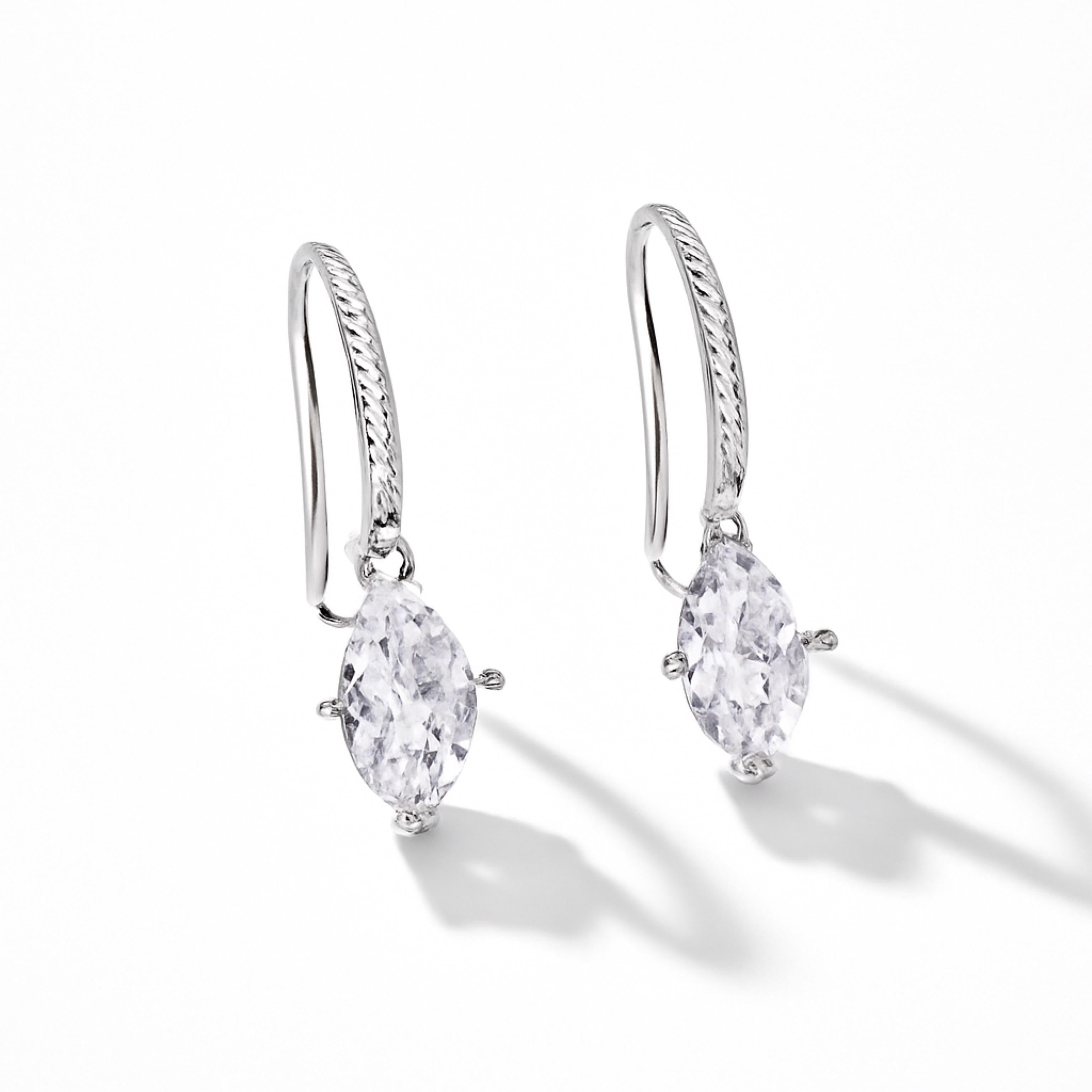 Oval Stone 925 Silver Drop Earrings