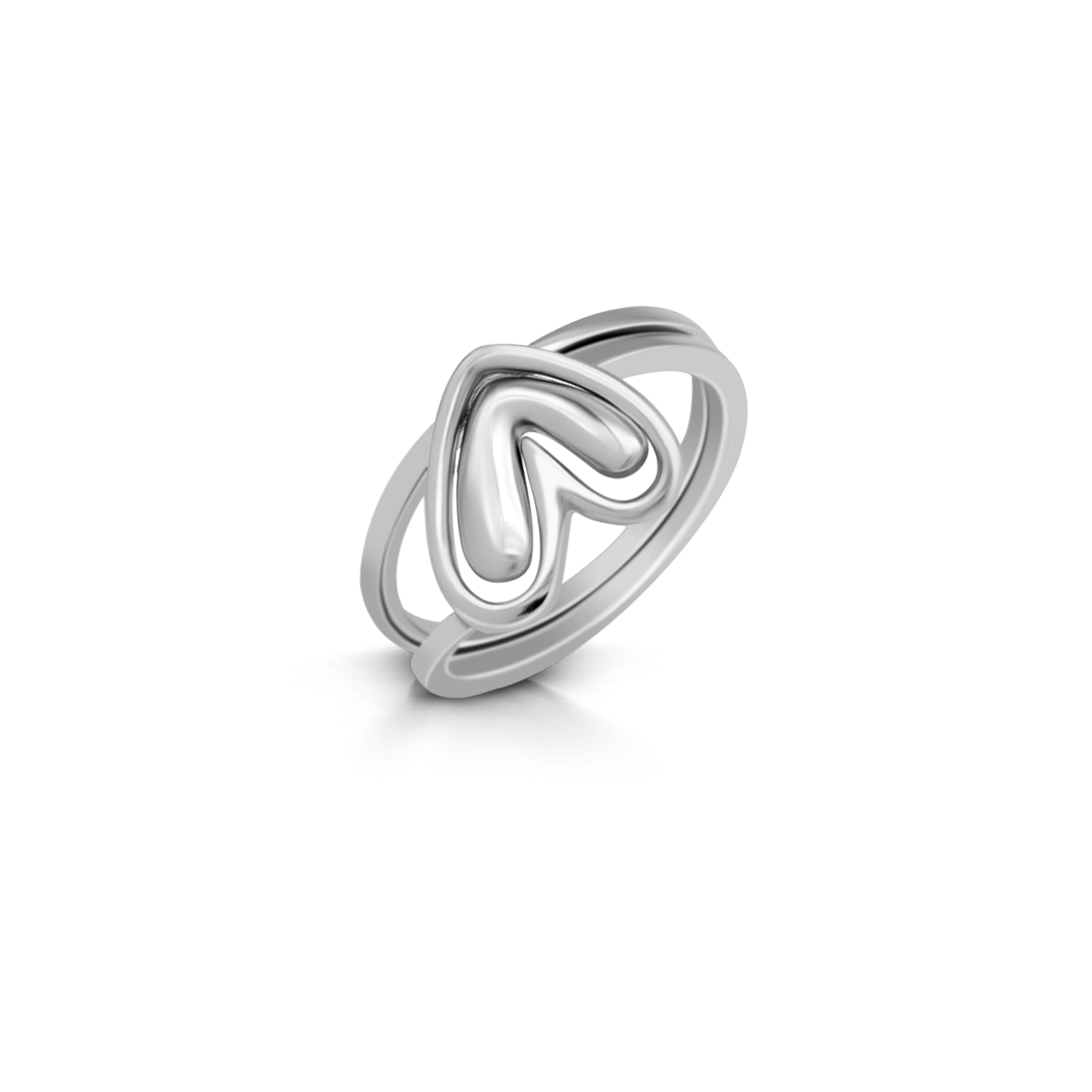 2-in-1 heart wired pure silver minimal ring