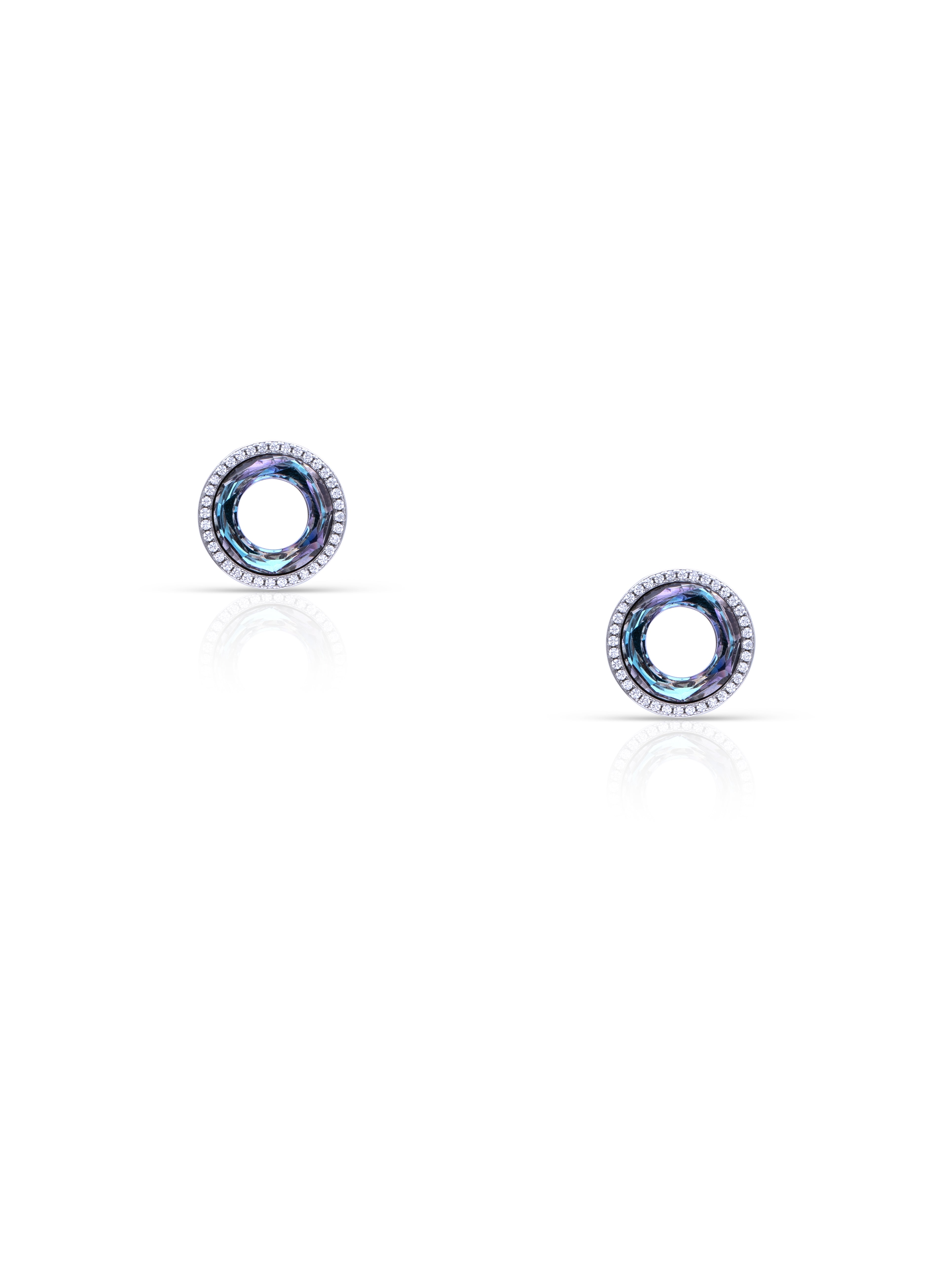 Crystal Rounded Zircon Stones Pure Silver Studs