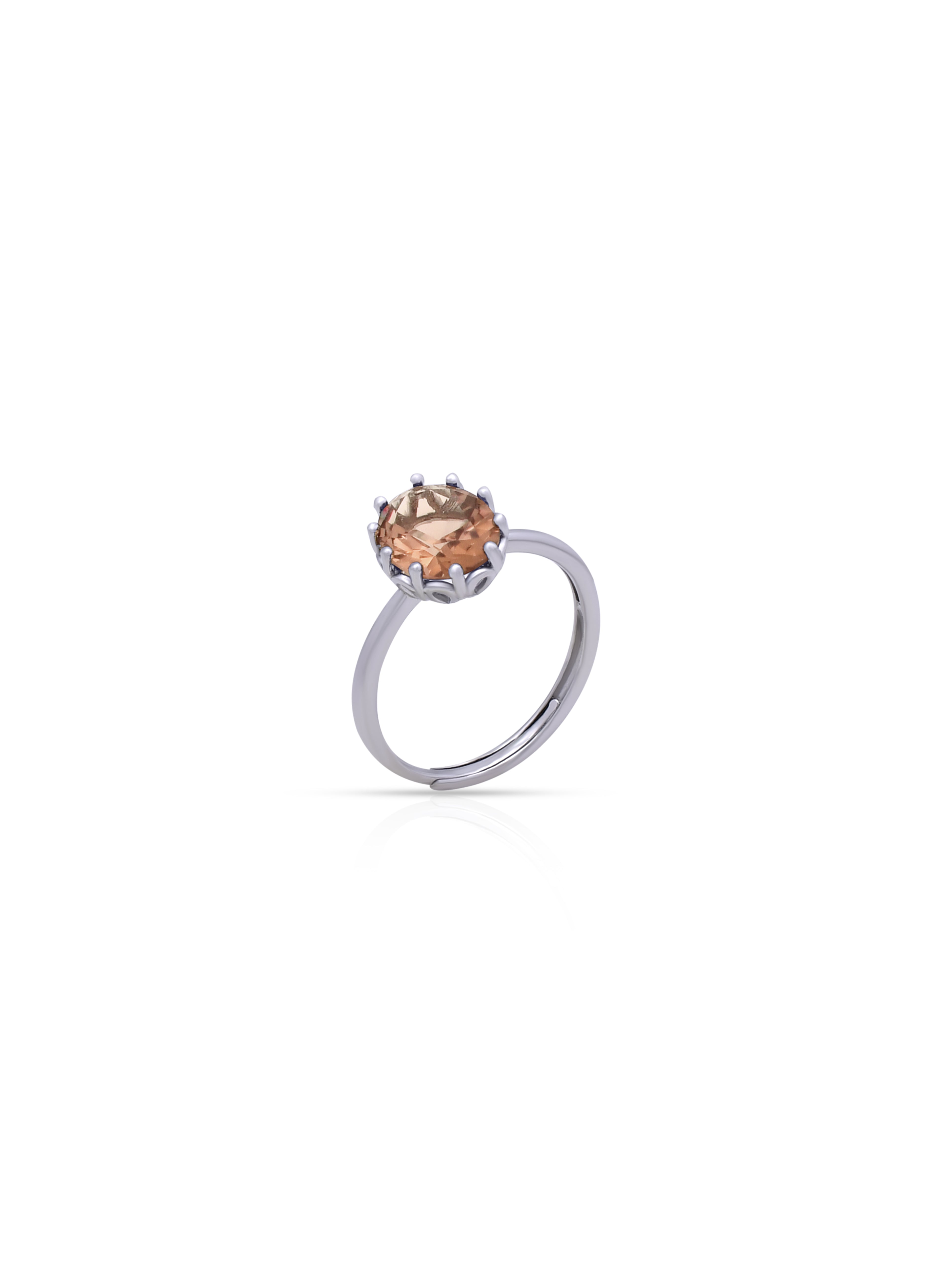 Copper Zircon Stone Pure Silver Minimal Ring- Free size