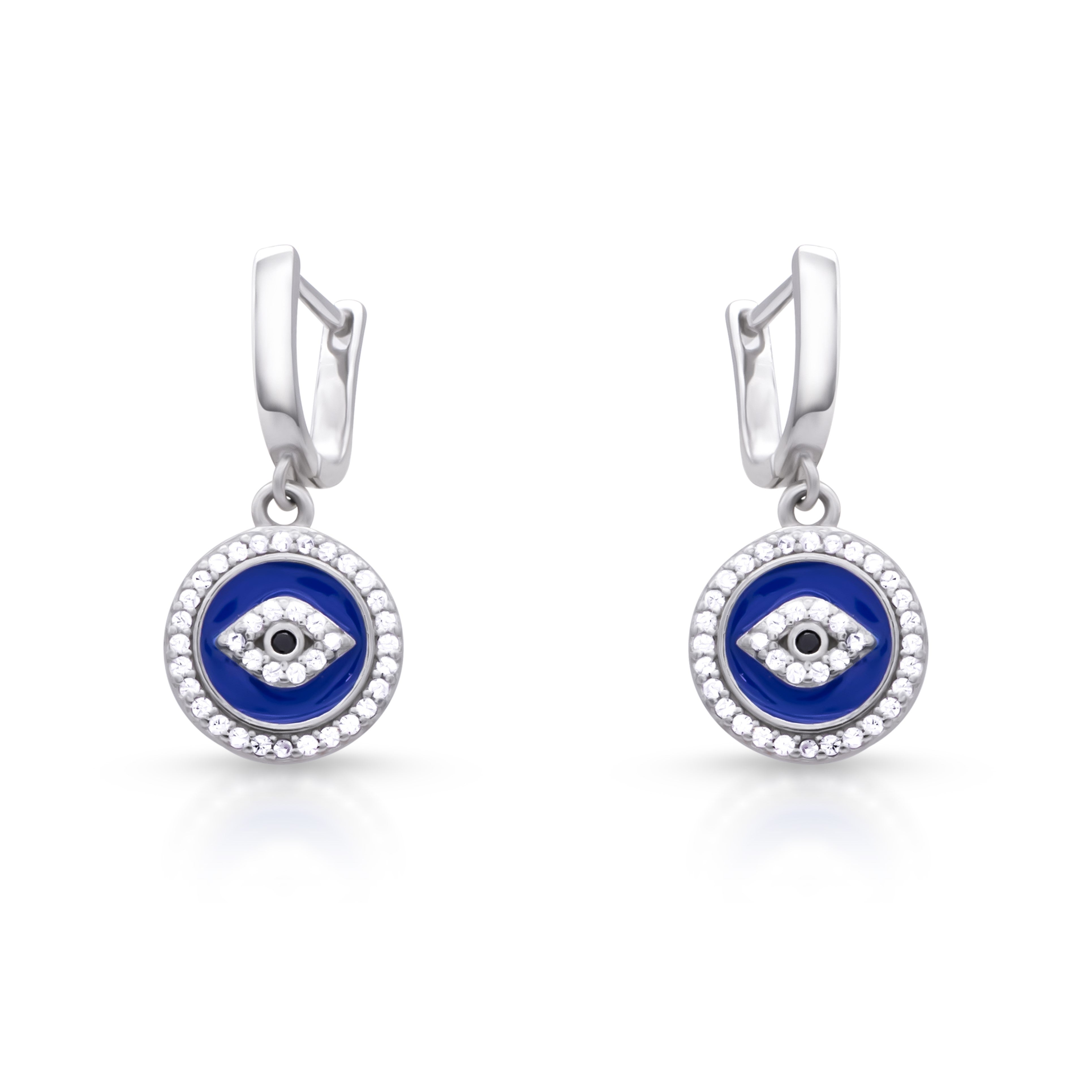 Evil eye hanging 925 silver Earrings