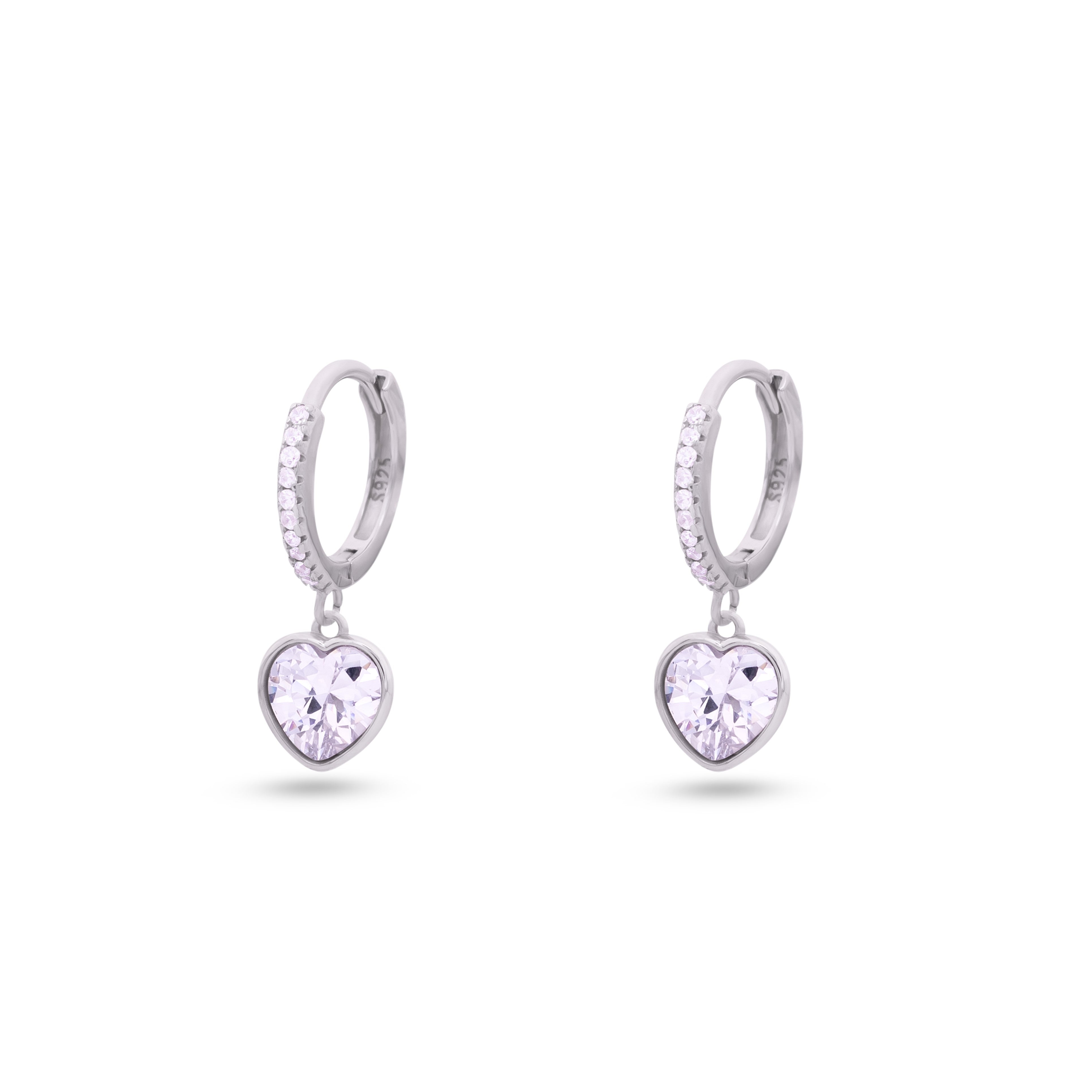 Heart stone 925 silver drop Earrings