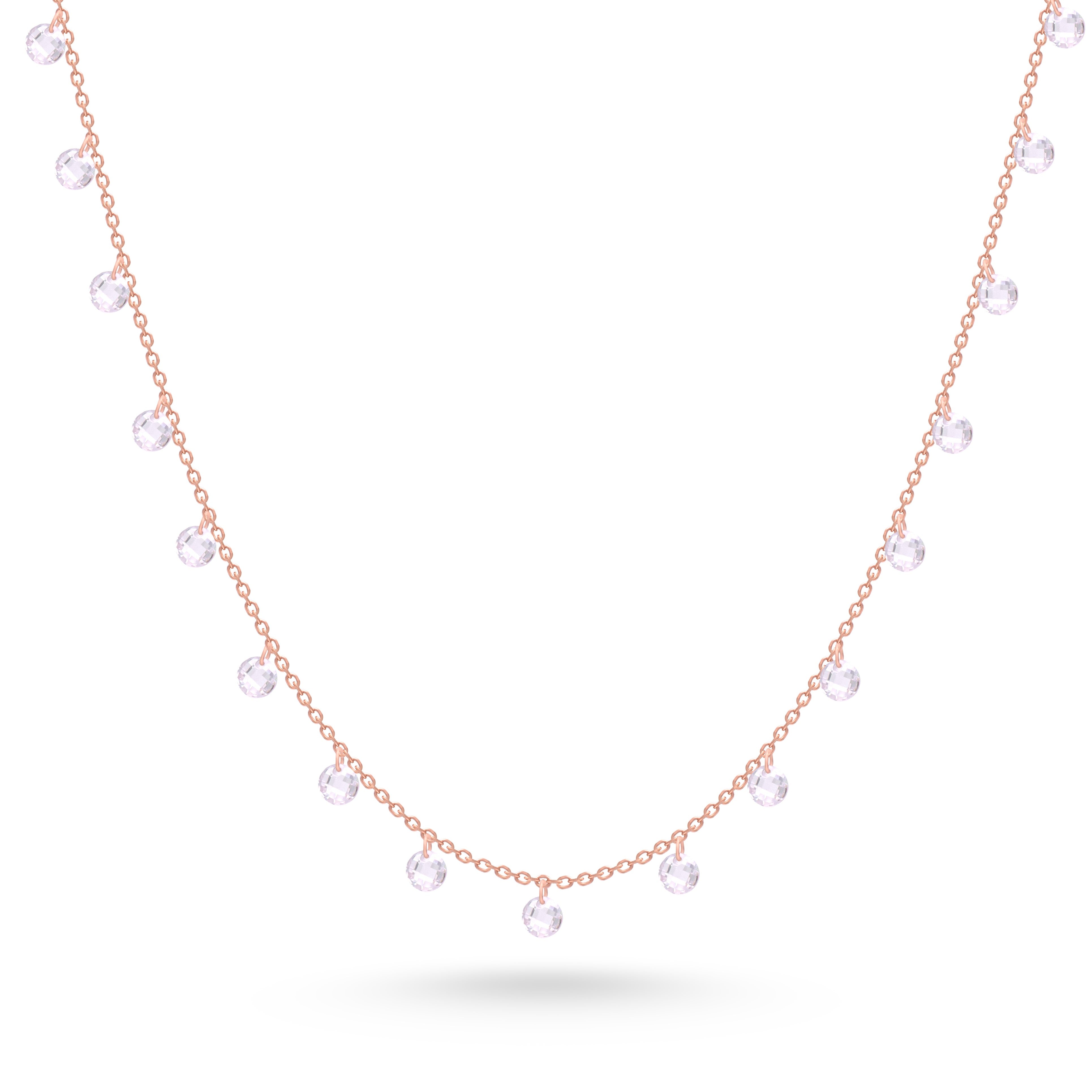 White beads rose gold chain in 925 silver