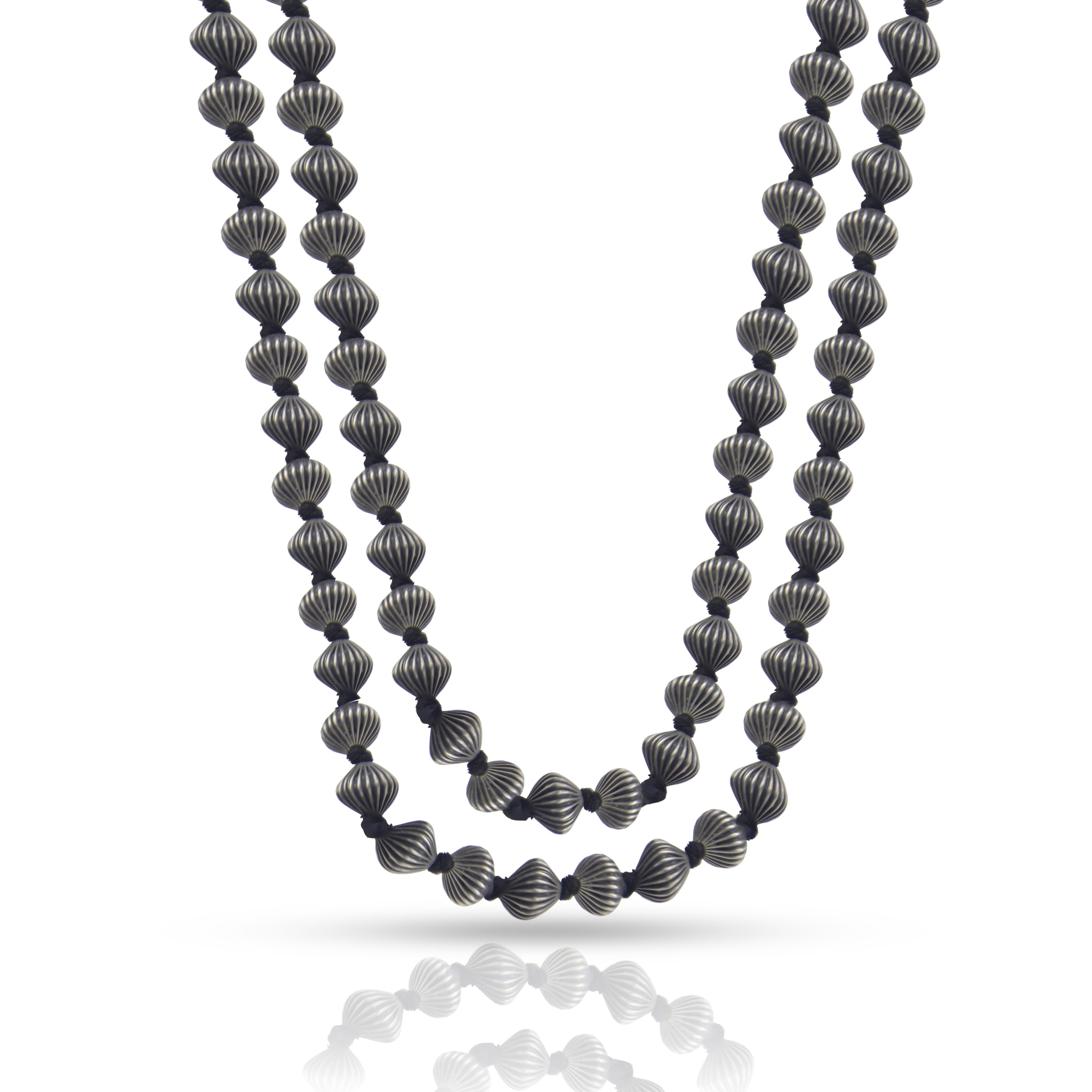 Oxidised beads 2 layered heavy 925 silver Mala