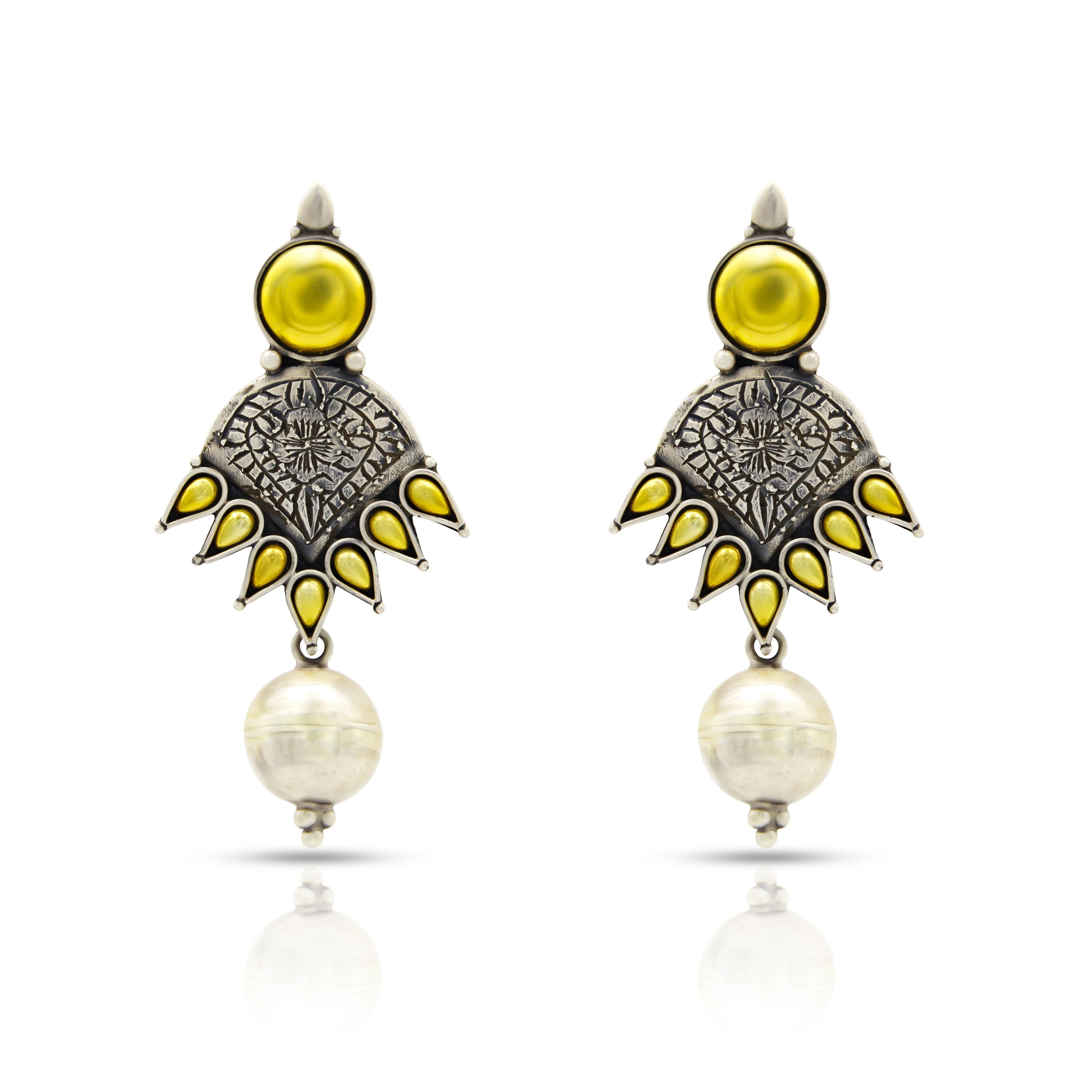 Ancient spring 925 oxidised silver jhumkas