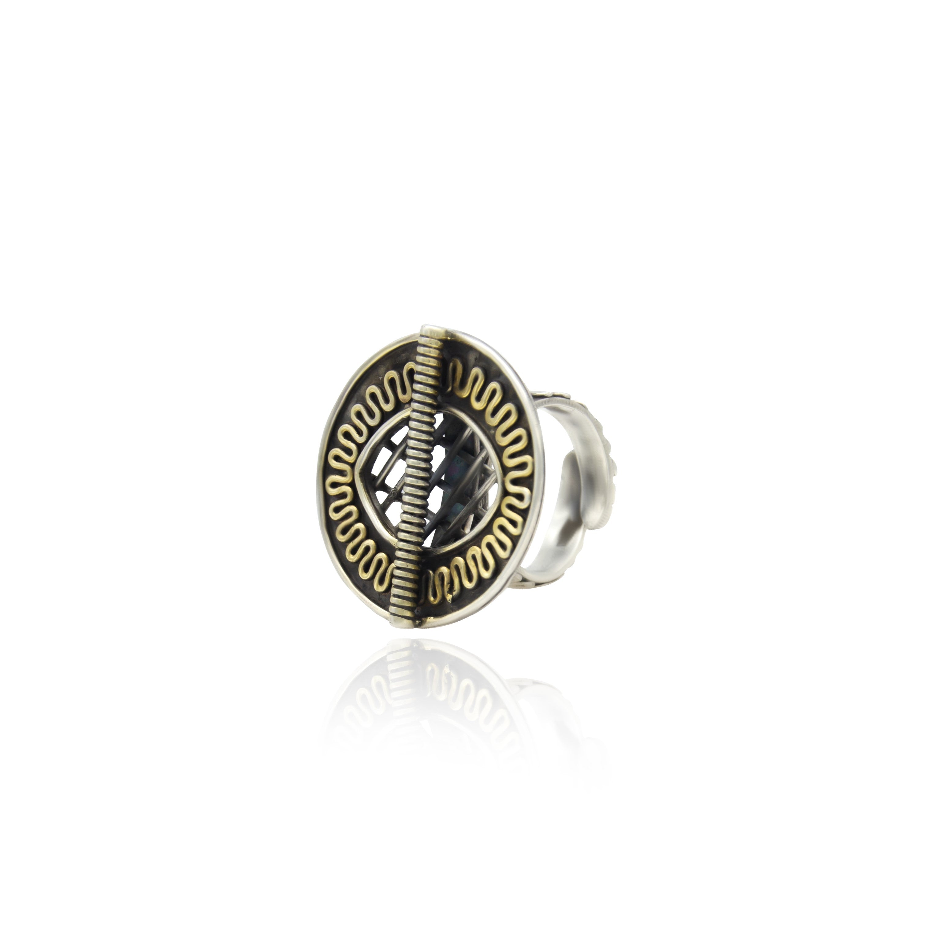 Spring ancient antique 925 oxidised Ring