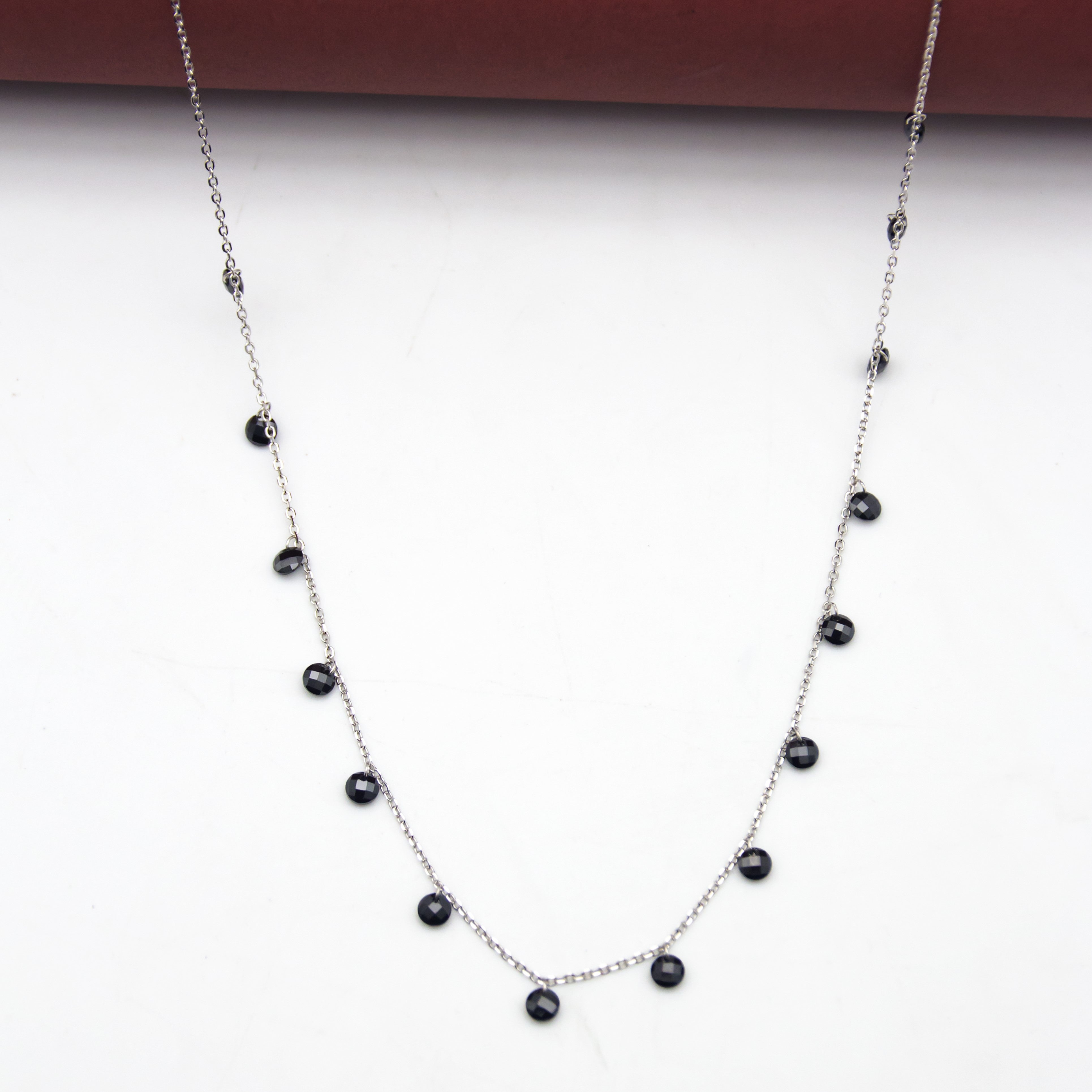 Black beads 925 silver minimal chain