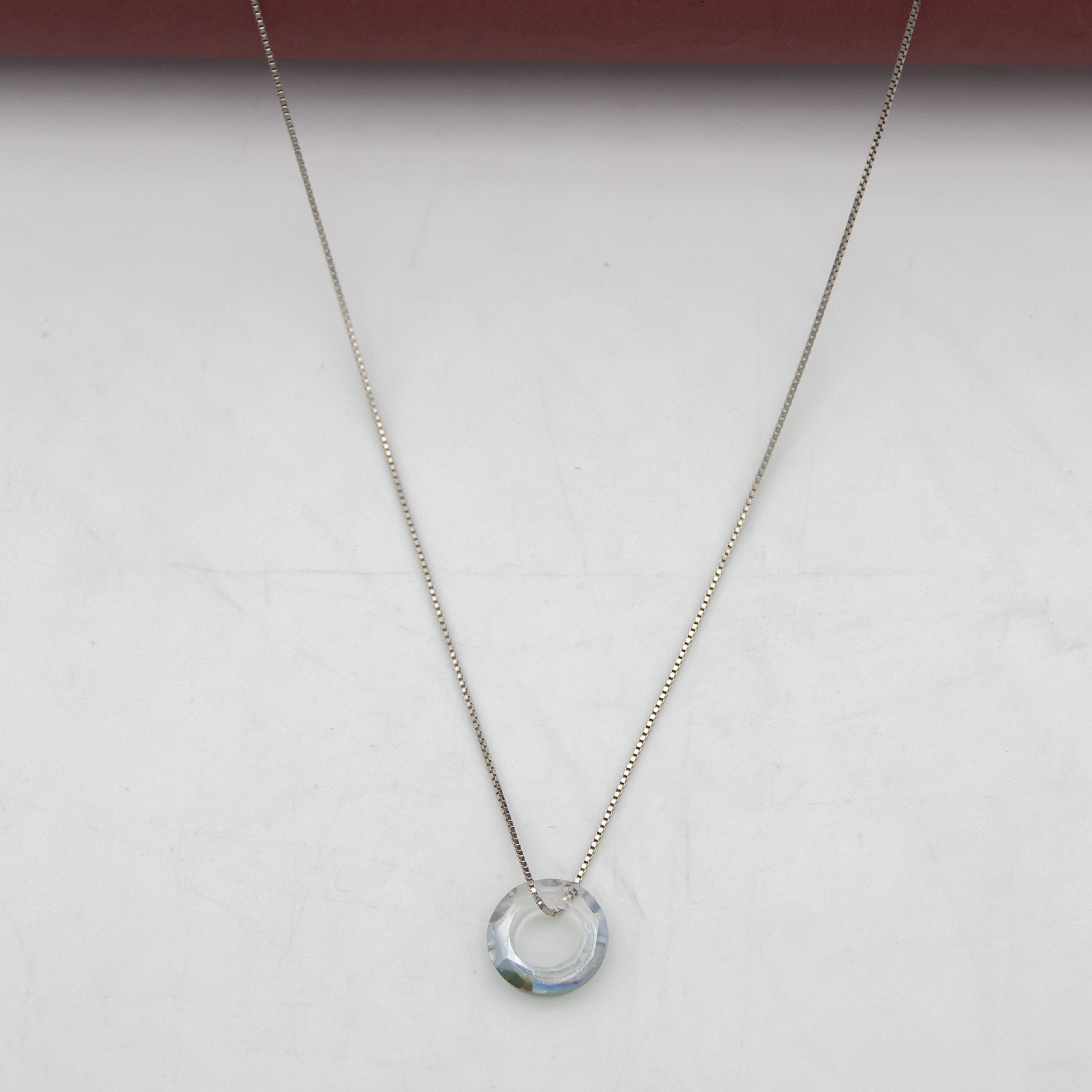 Glassy Ring pendant with minimal 925 silver chain