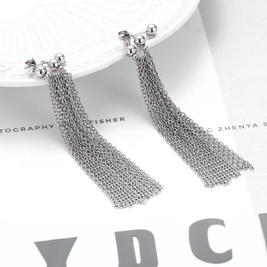 Chains Hanging Heavy Earrings in 925 Silver